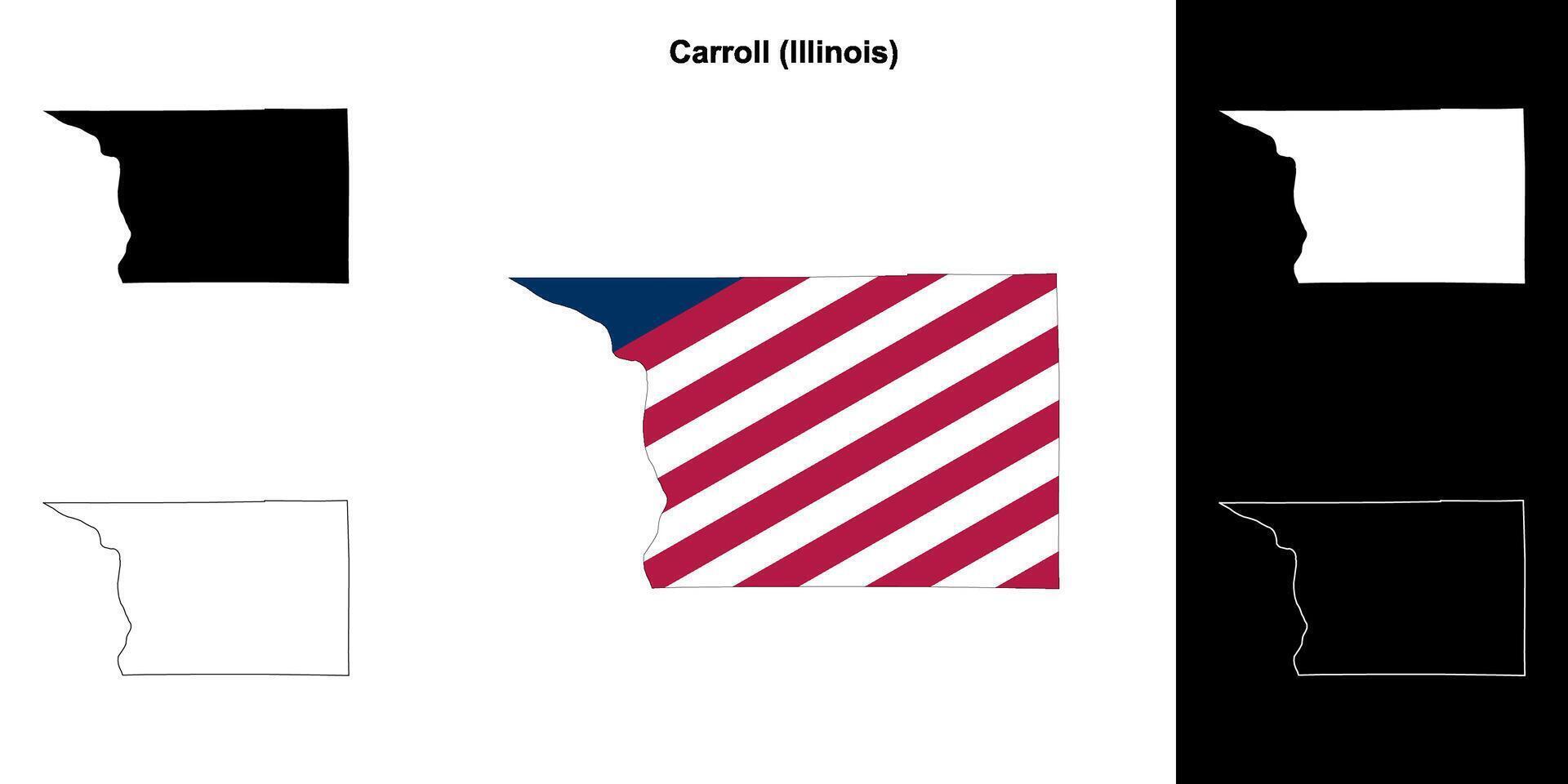 Carroll County, Illinois outline map set vector