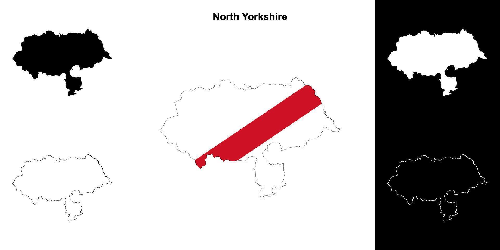 North Yorkshire blank outline map set vector