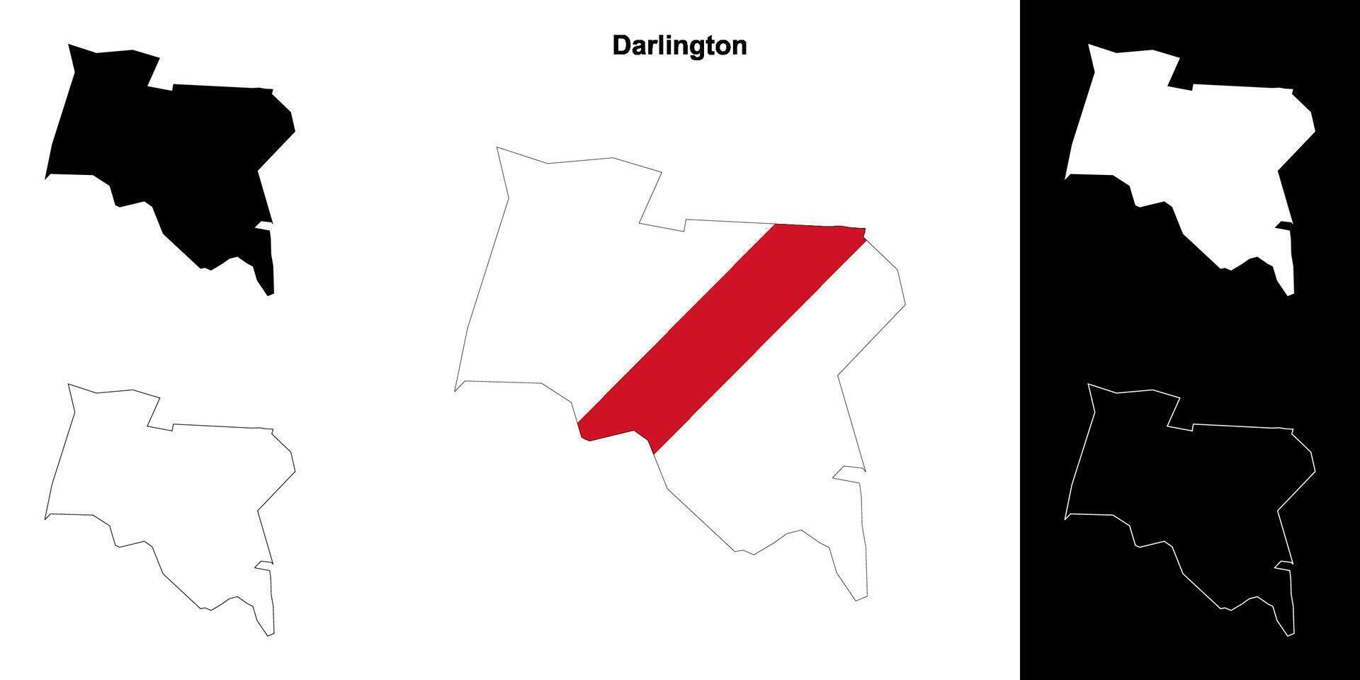 darlington blanco contorno mapa conjunto vector