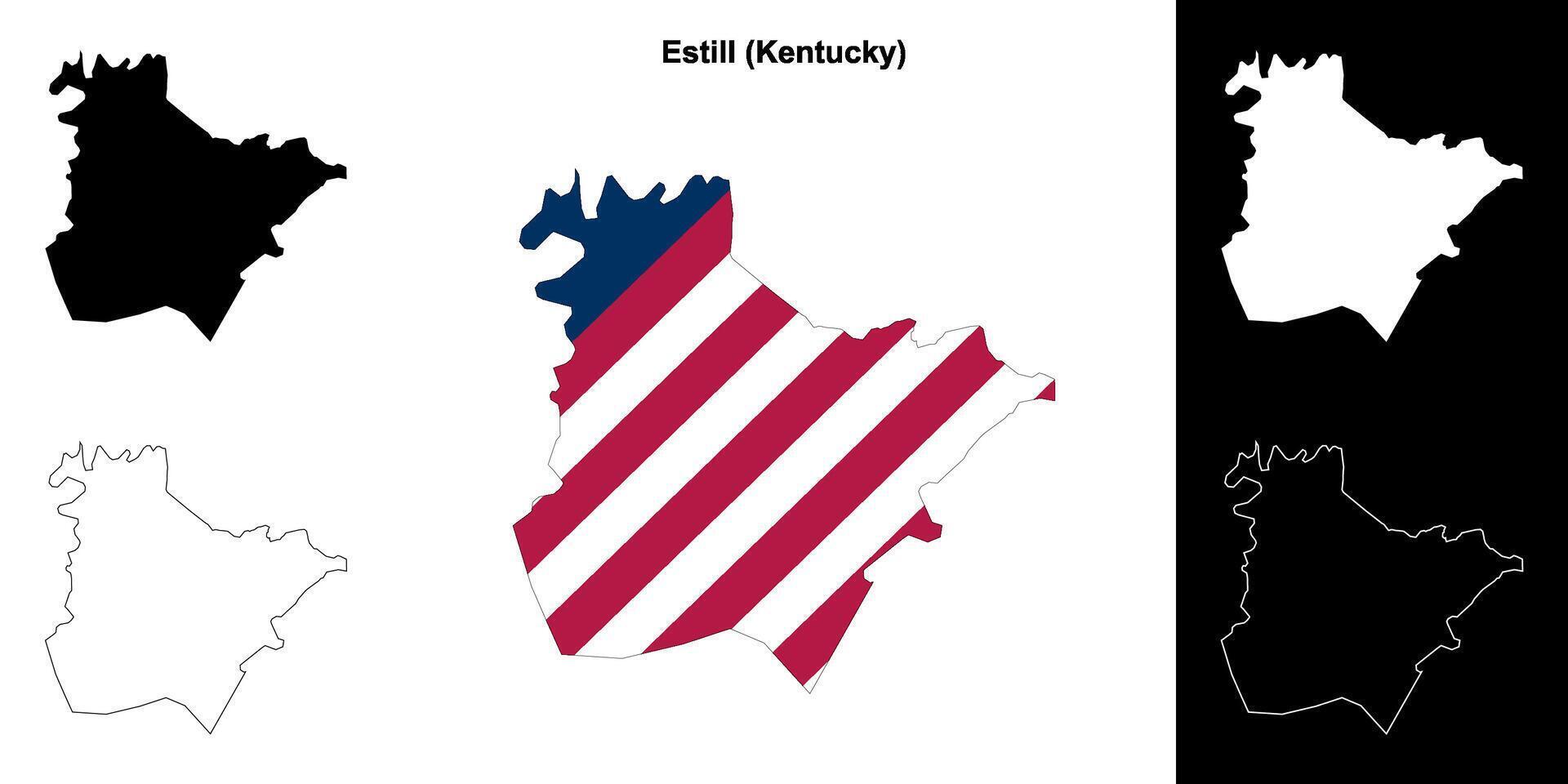 Estill County, Kentucky outline map set vector