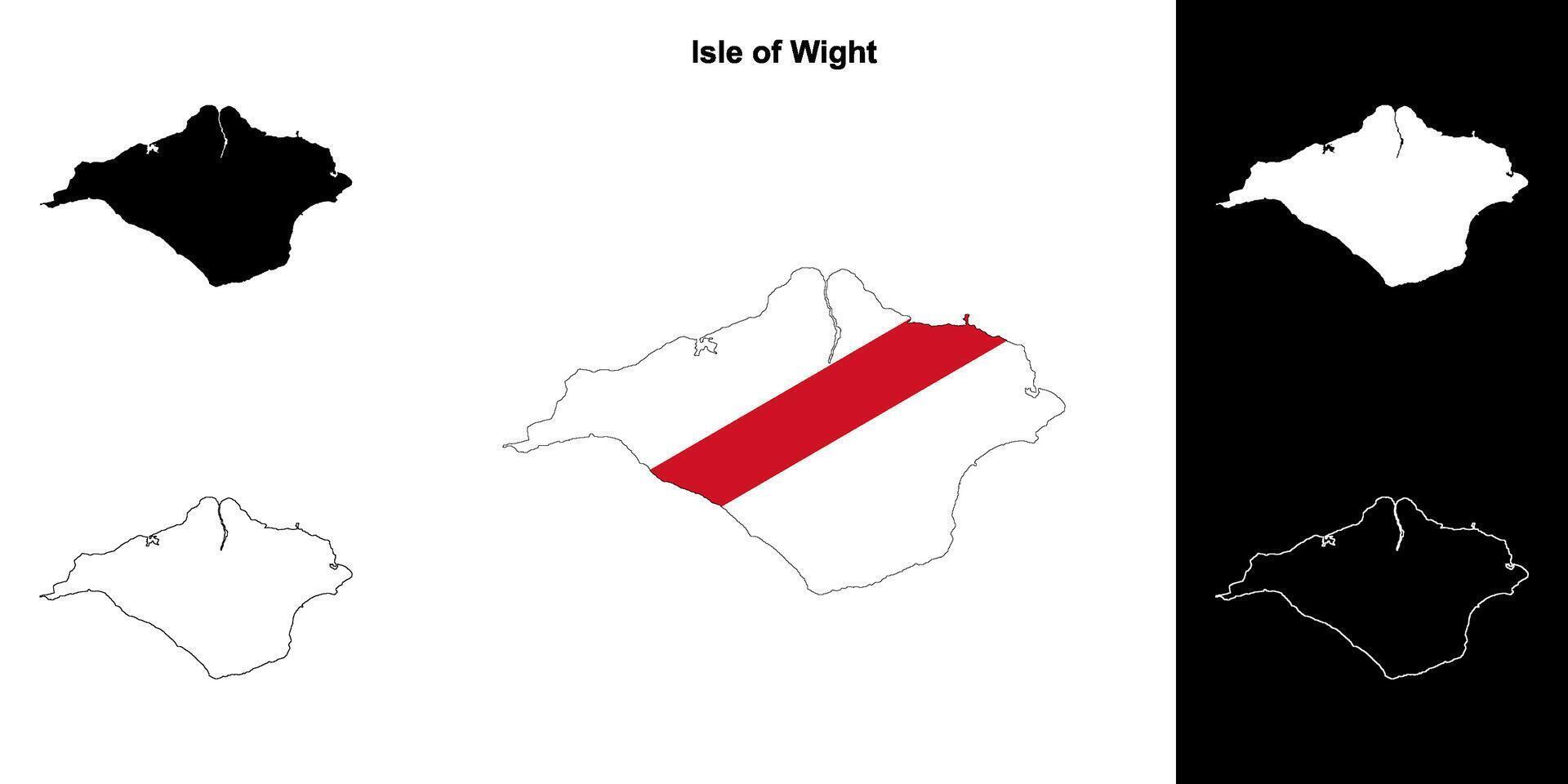 Isle of Wight blank outline map set vector