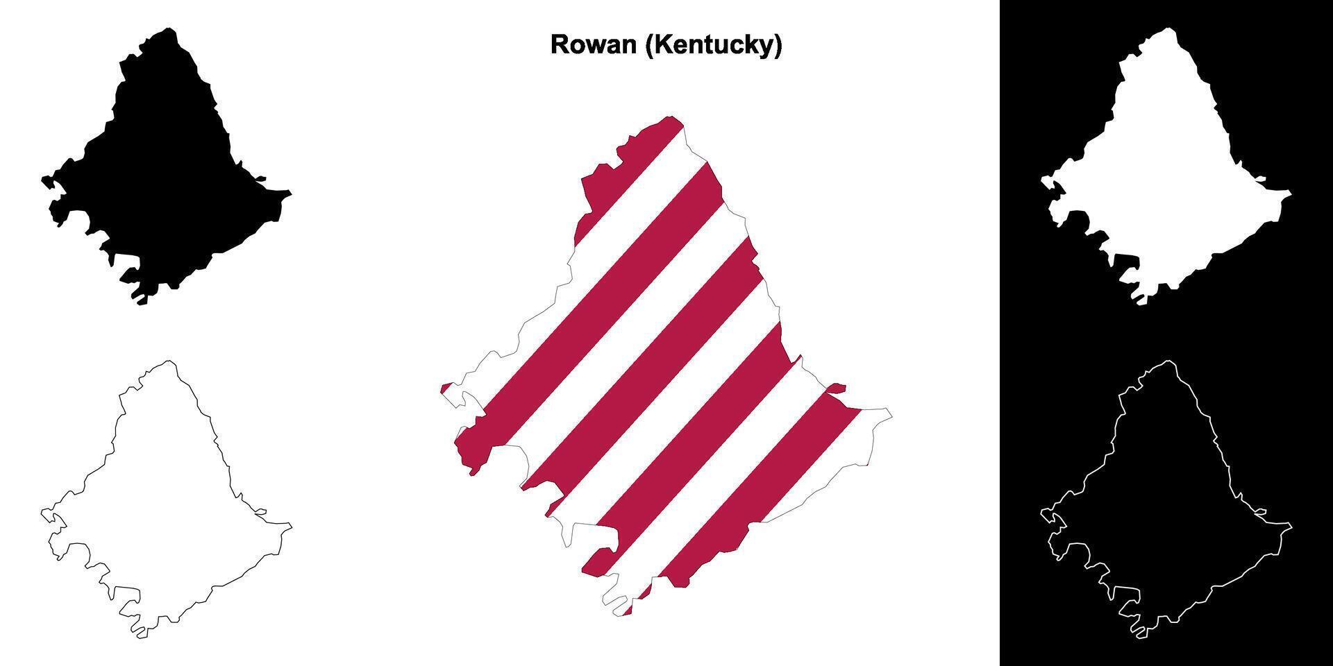 Rowan County, Kentucky outline map set vector