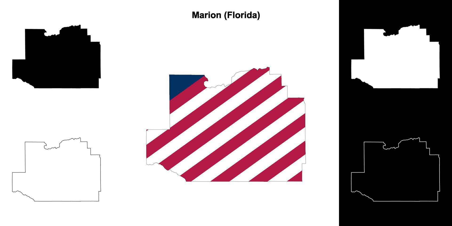 Marion County, Florida outline map set vector