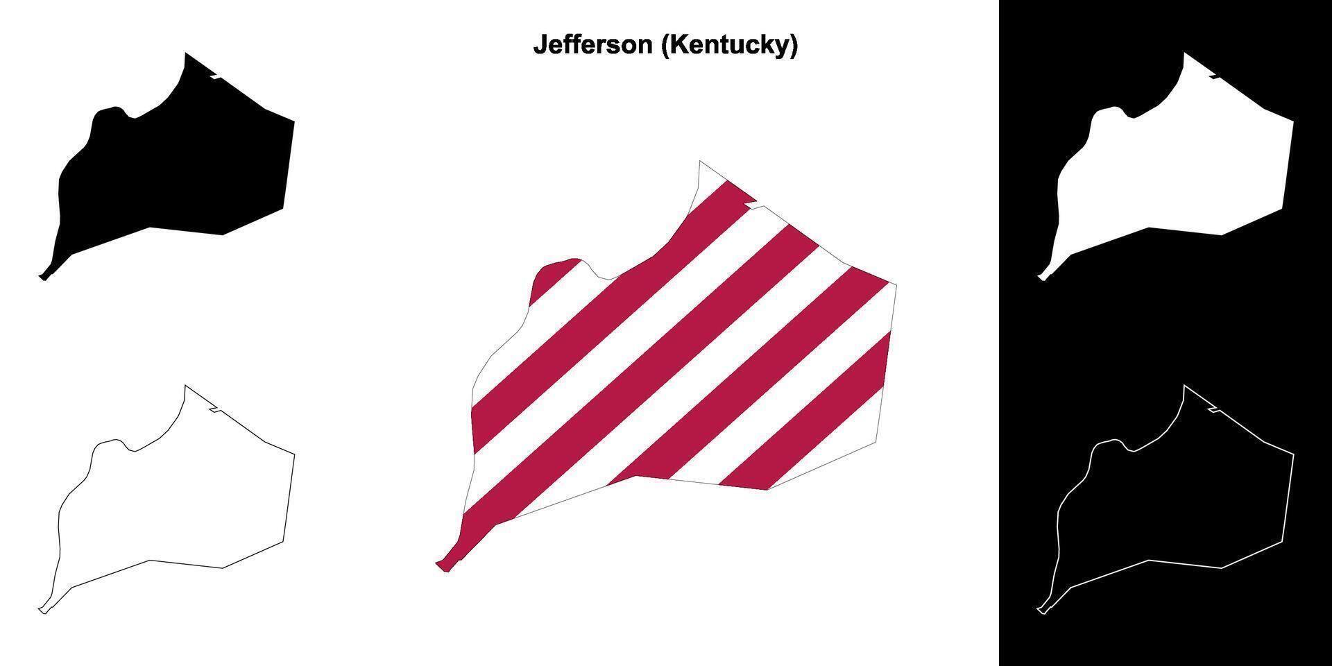 Jefferson County, Kentucky outline map set vector