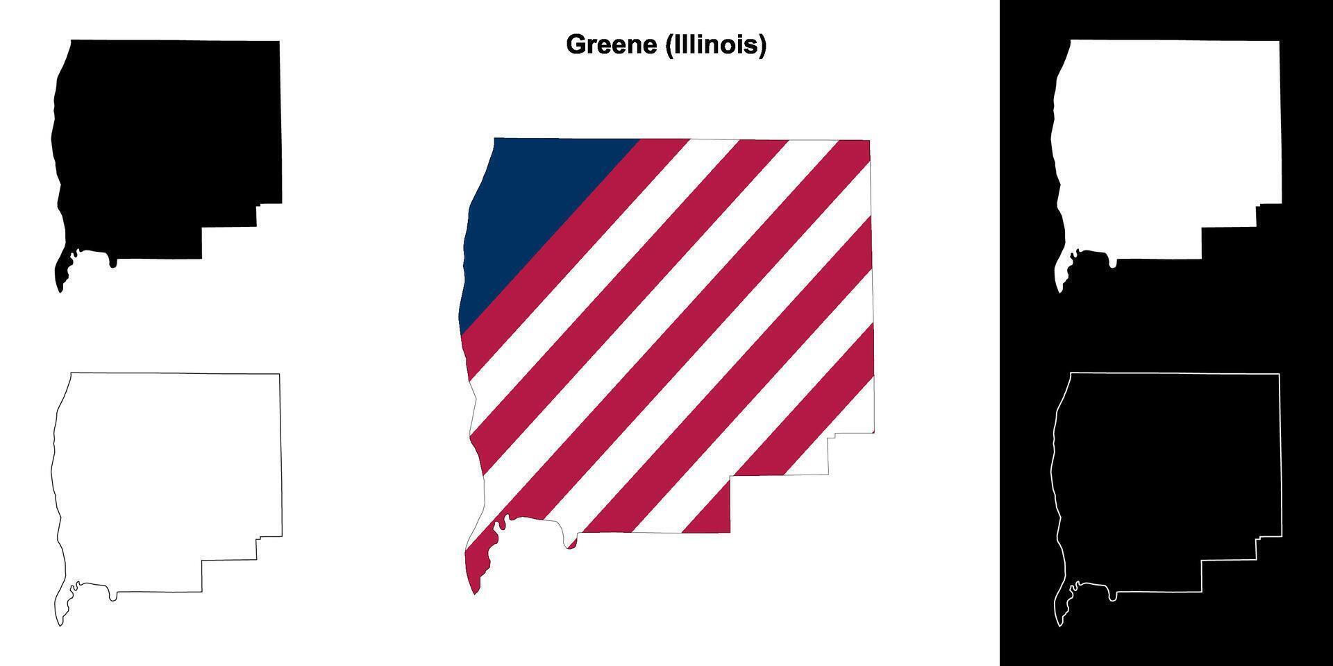 Greene County, Illinois outline map set vector