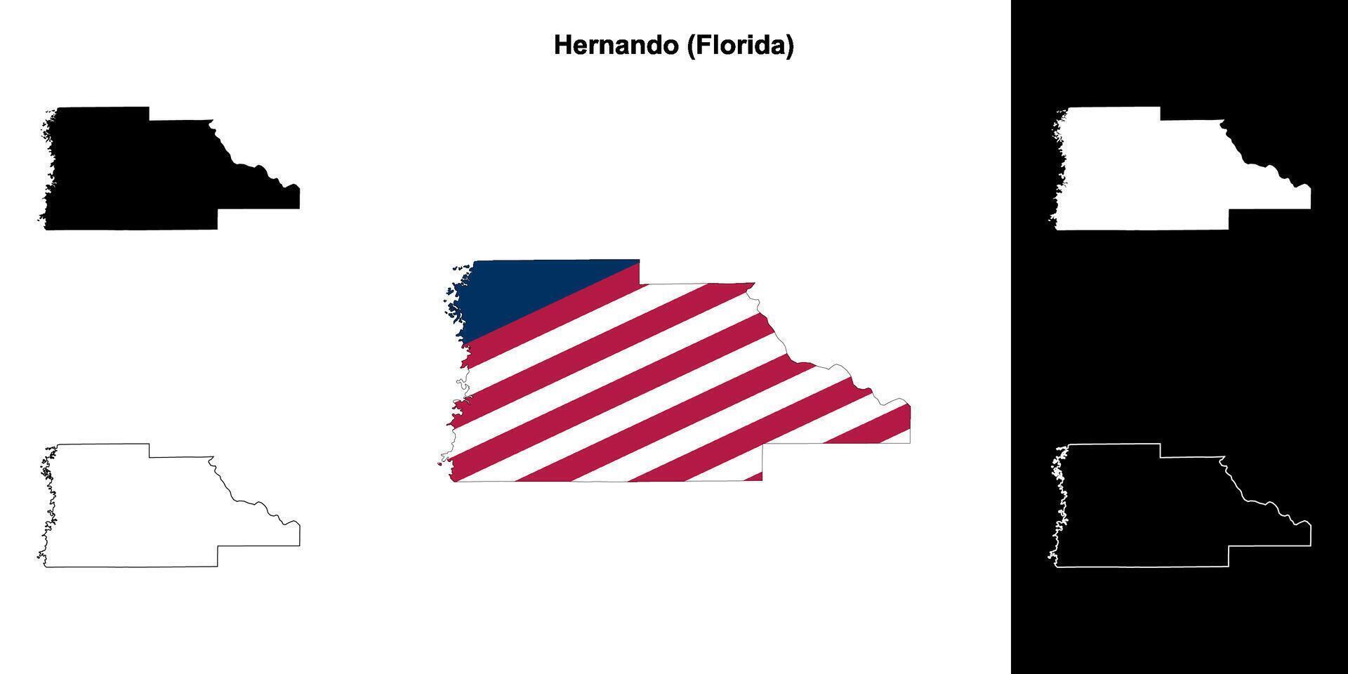 Hernando County, Florida outline map set vector