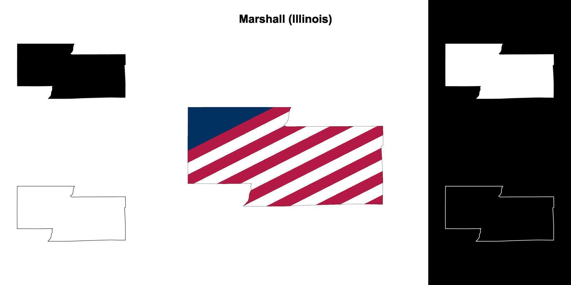 Marshall County, Illinois outline map set vector