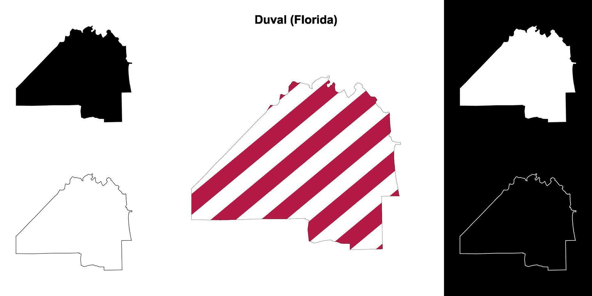 Duval County, Florida outline map set vector