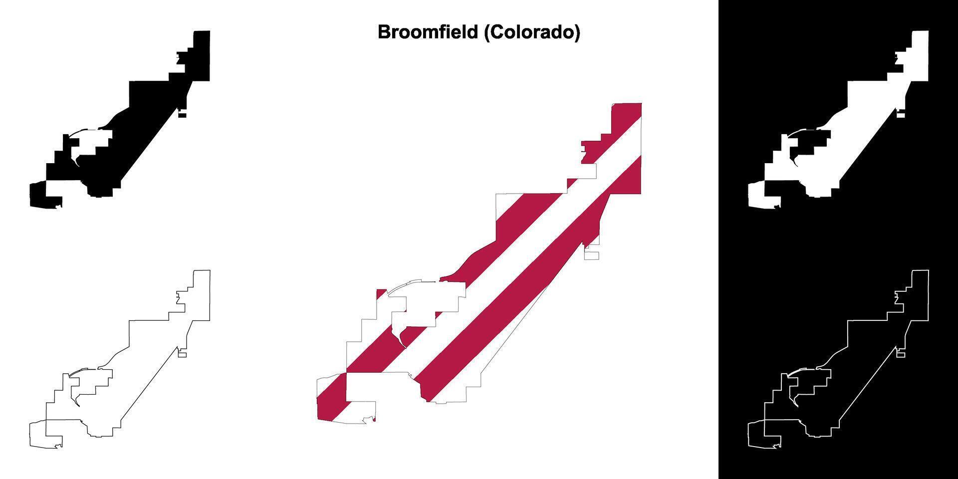 Broomfield County, Colorado outline map set vector