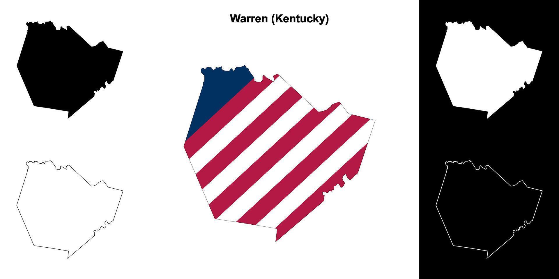 Warren County, Kentucky outline map set vector