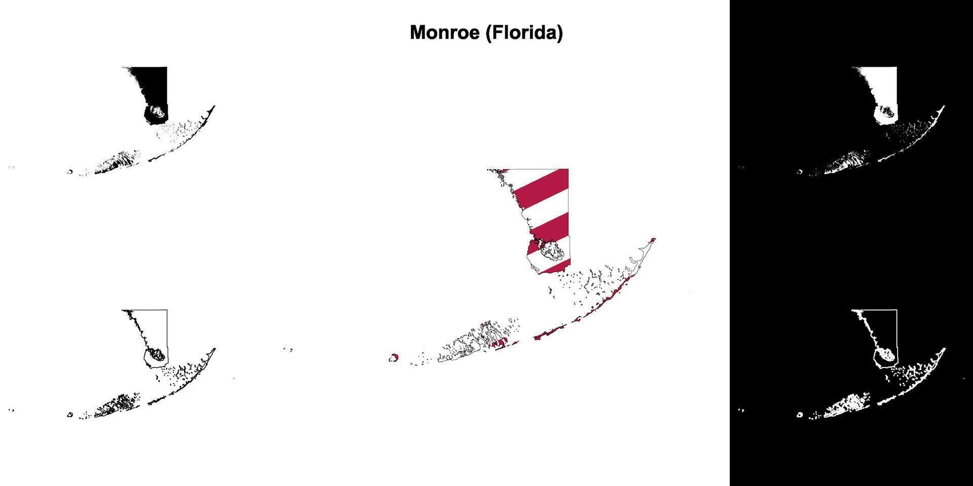 Monroe County, Florida outline map set vector