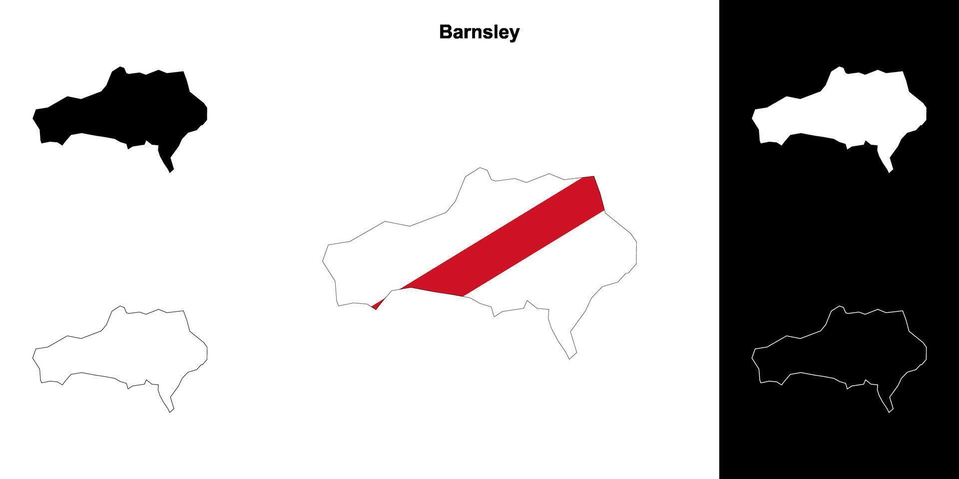 Barnsley blank outline map set vector