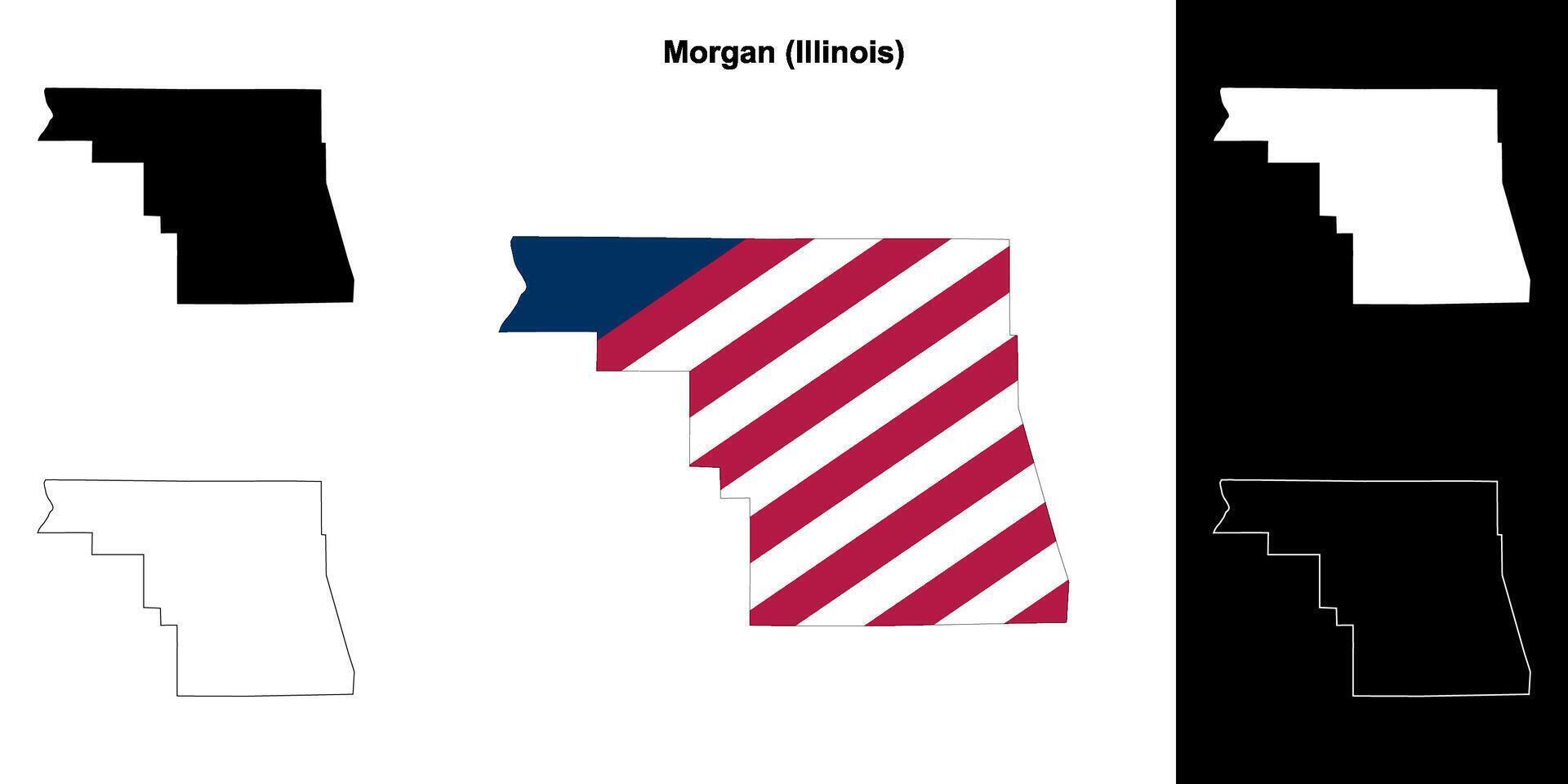 Morgan County, Illinois outline map set vector