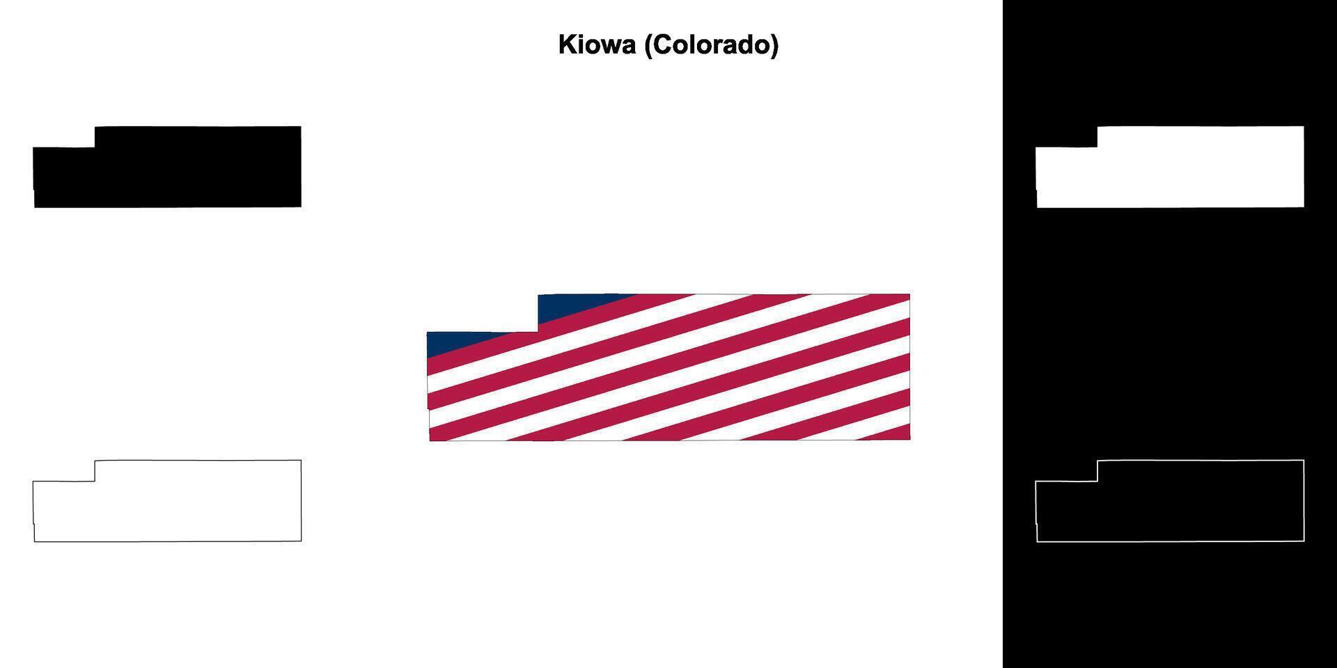 Kiowa County, Colorado outline map set vector