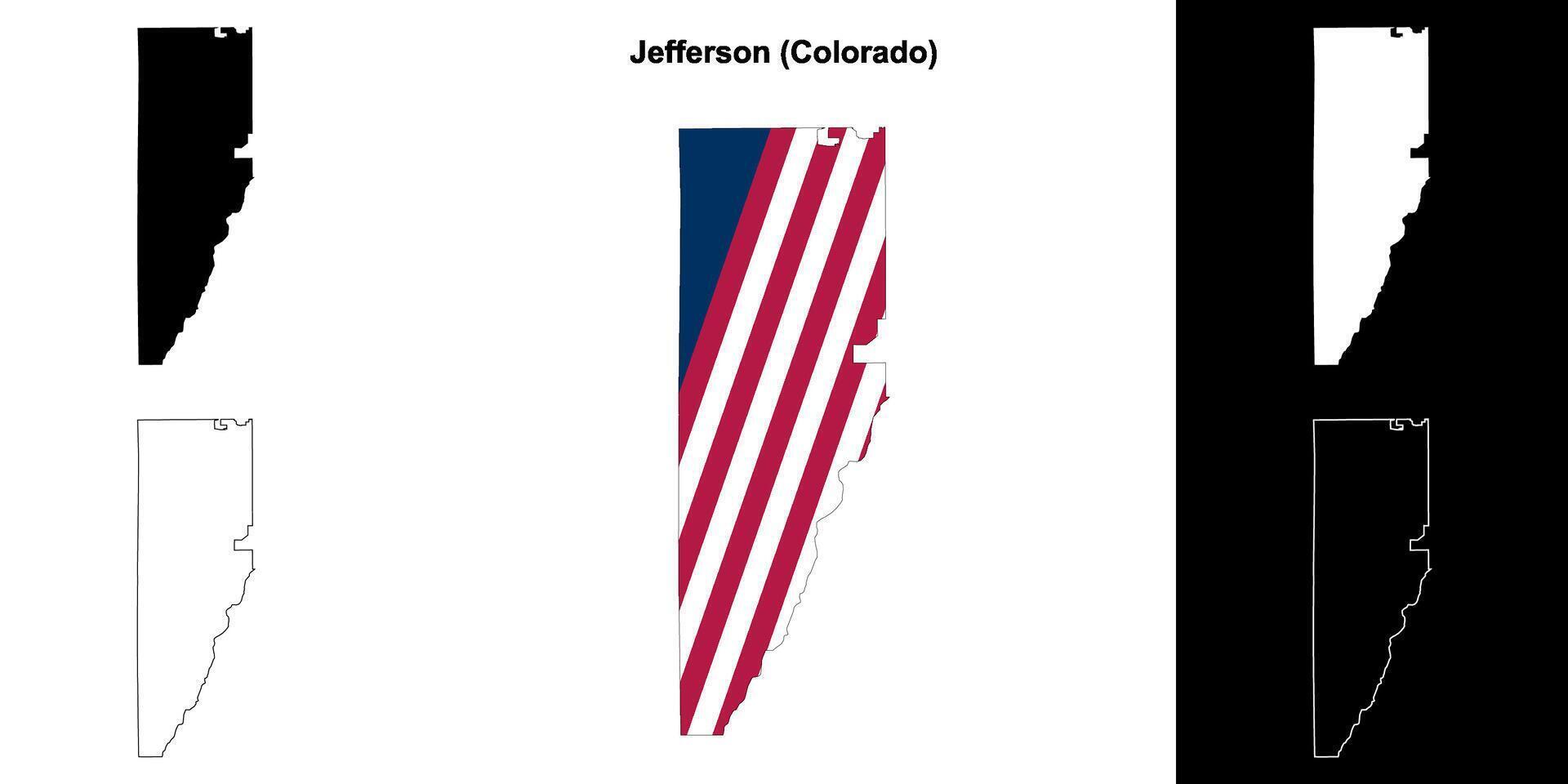 Jefferson condado, Colorado contorno mapa conjunto vector