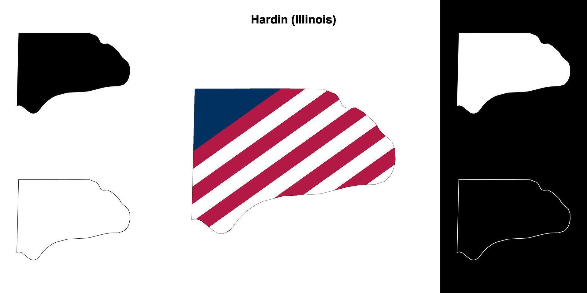 Hardin County, Illinois outline map set vector