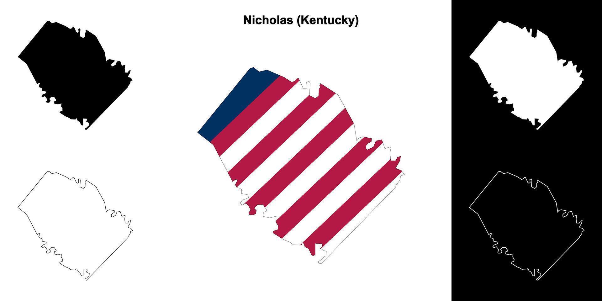 Nicholas County, Kentucky outline map set vector