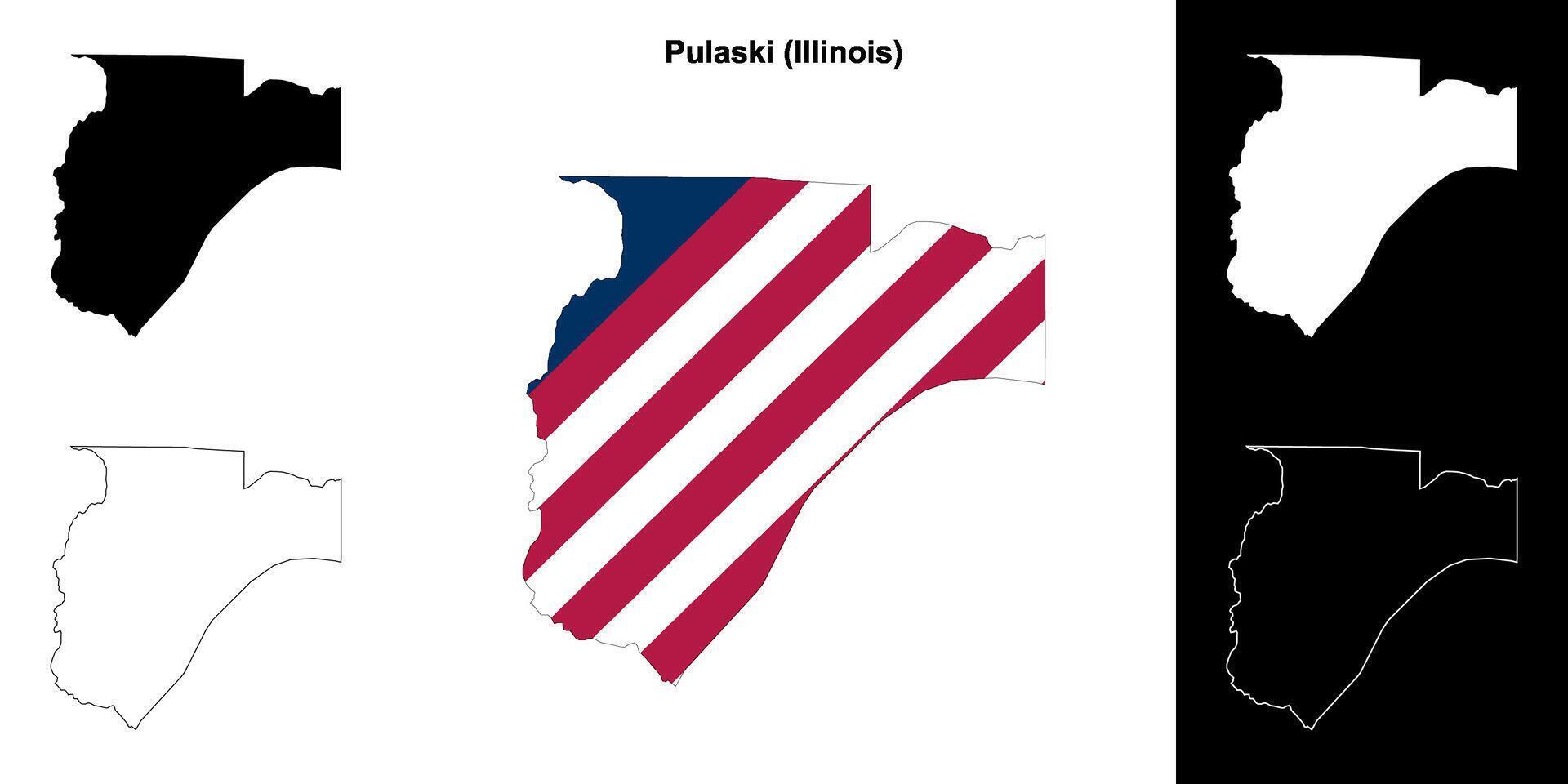 Pulaski County, Illinois outline map set vector