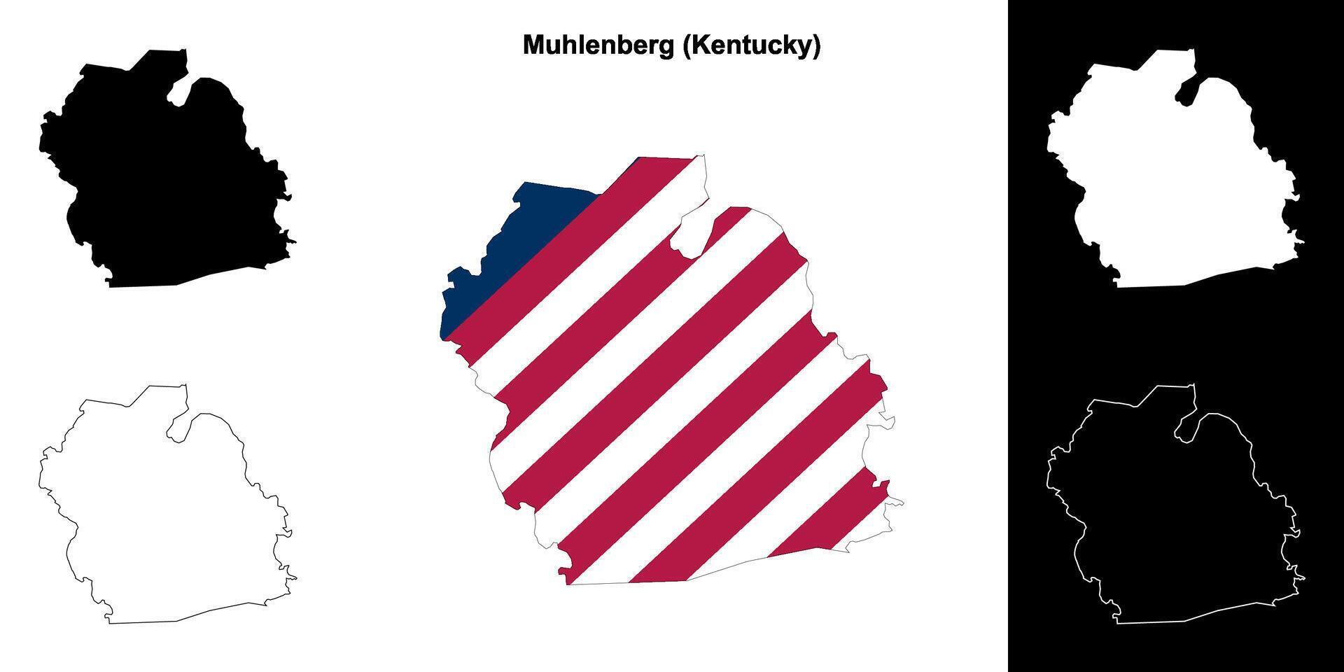 Muhlenberg County, Kentucky outline map set vector