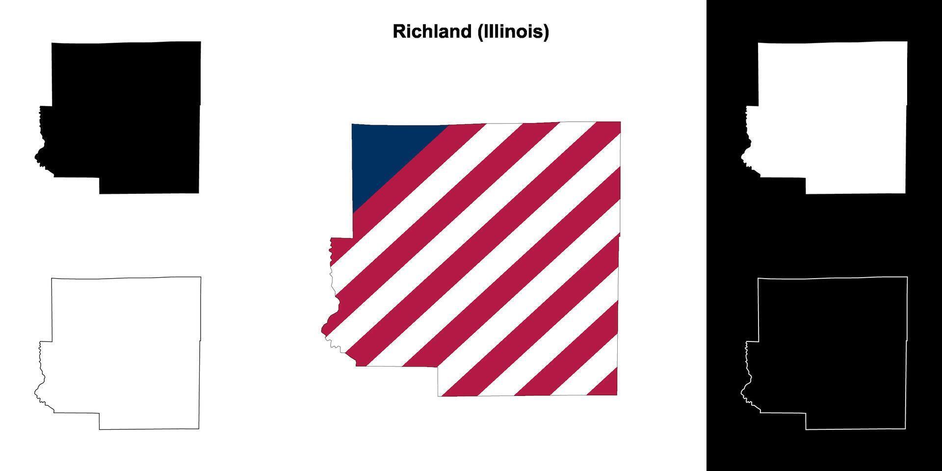 Richland County, Illinois outline map set vector