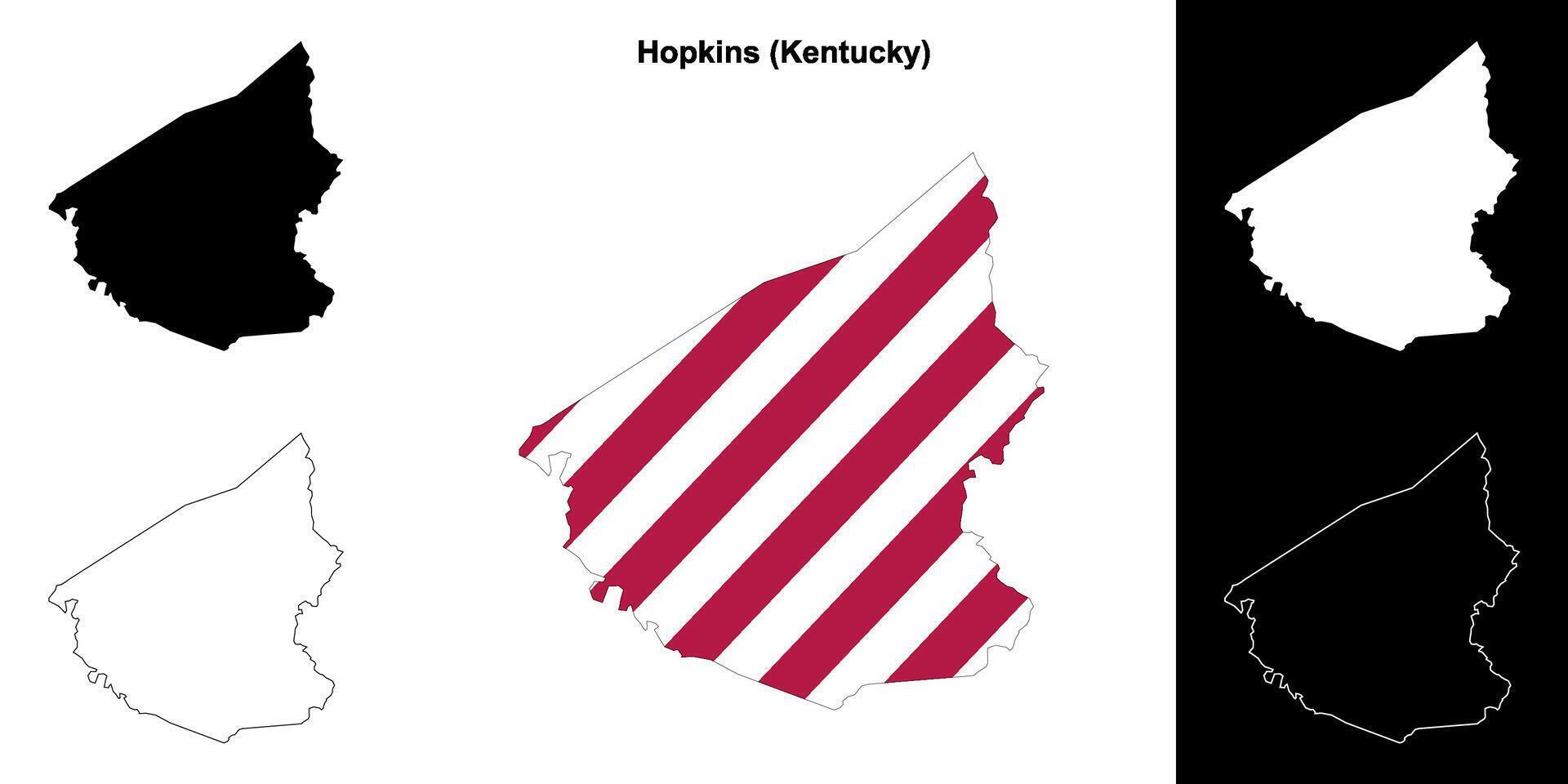 Hopkins County, Kentucky outline map set vector