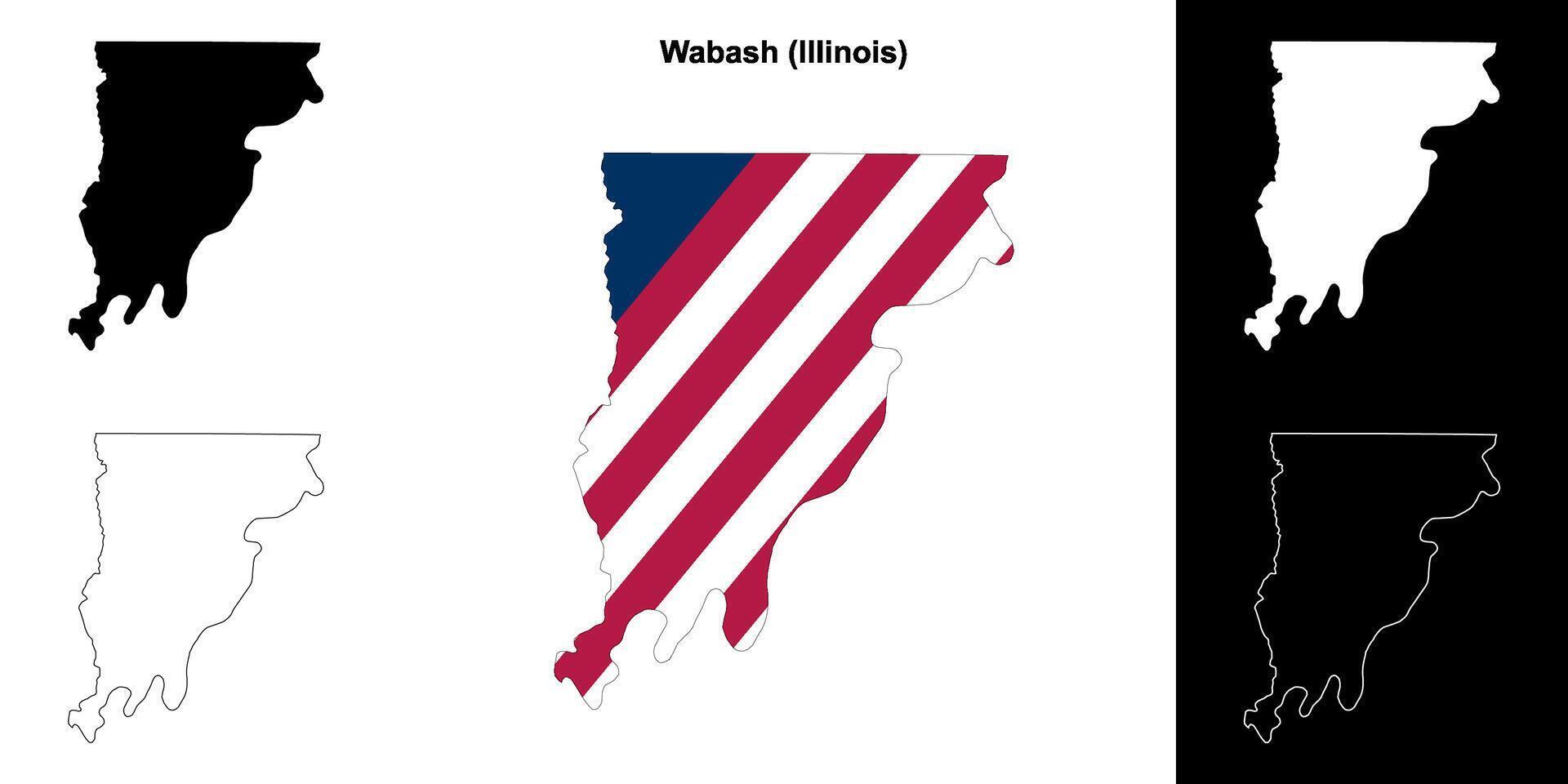 Wabash County, Illinois outline map set vector