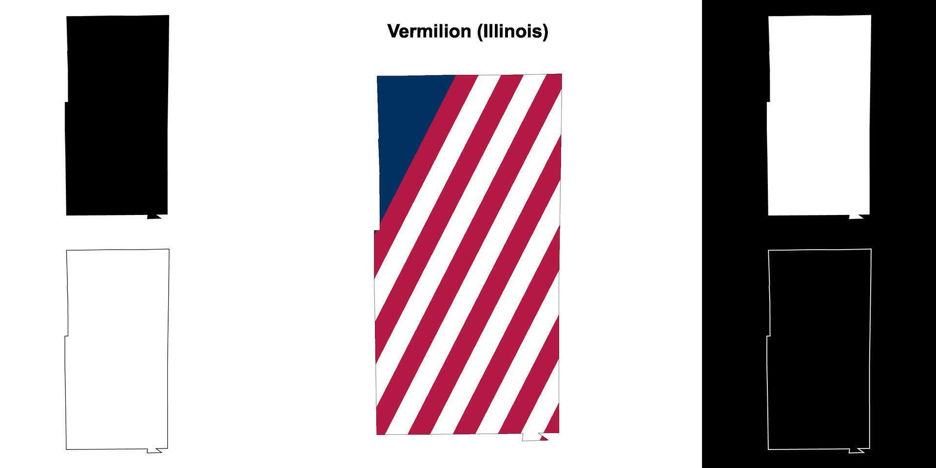 Vermilion County, Illinois outline map set vector
