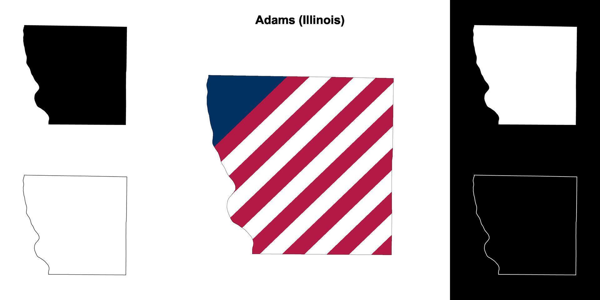 Adams County, Illinois outline map set vector