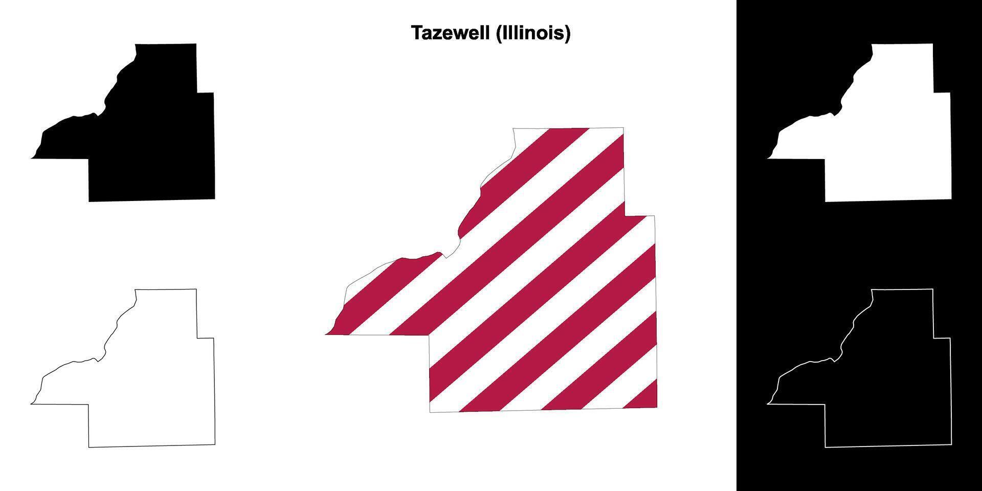 Tazewell County, Illinois outline map set vector