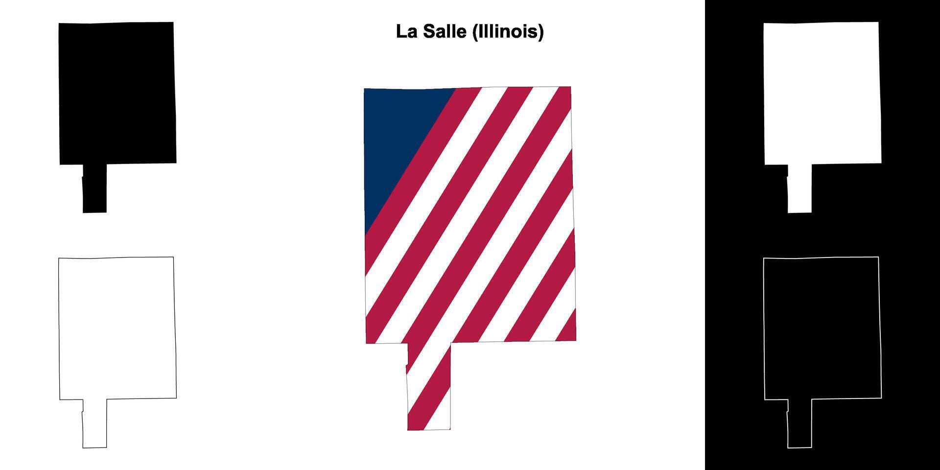 La Salle County, Illinois outline map set vector