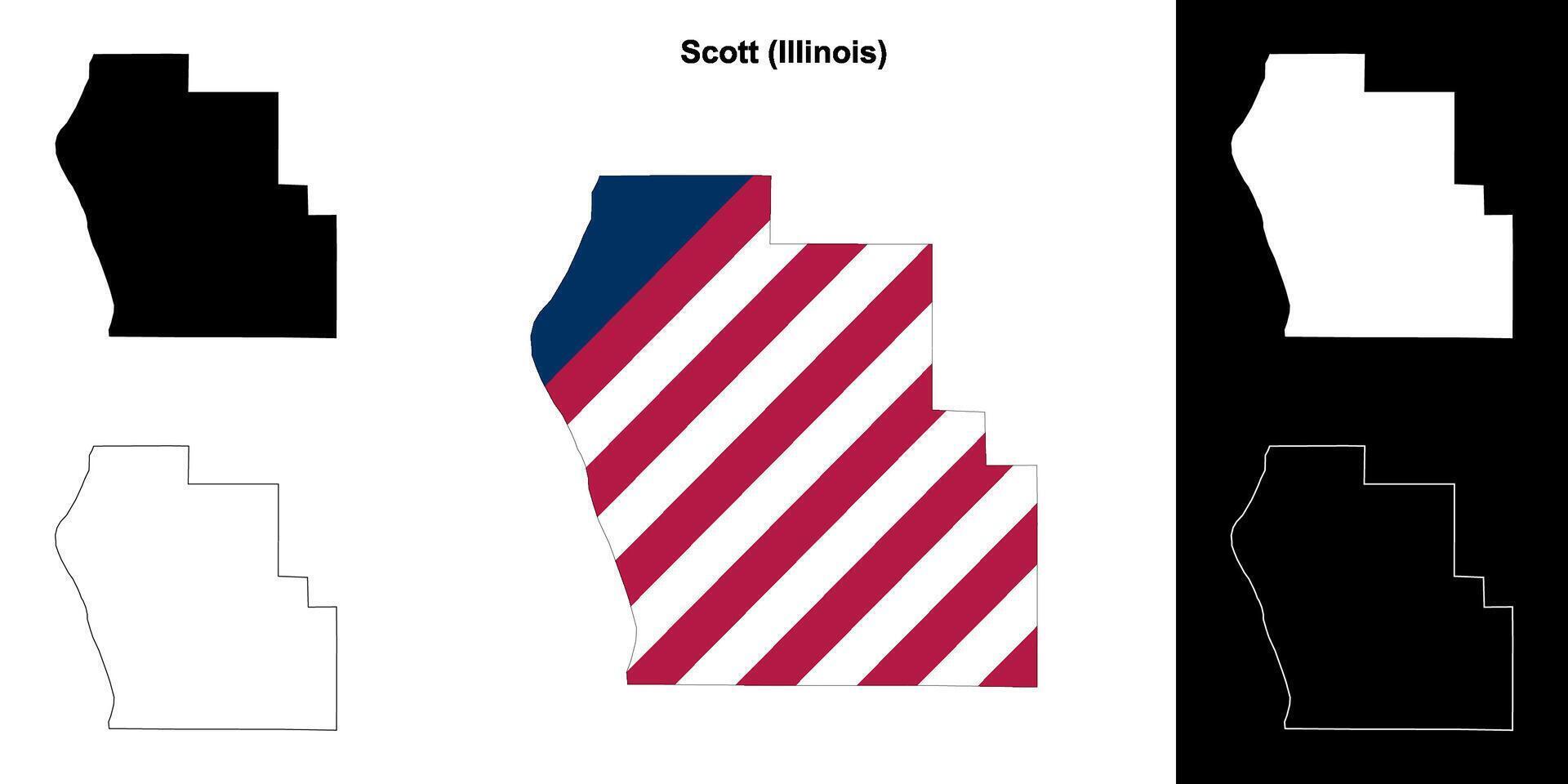 Scott County, Illinois outline map set vector