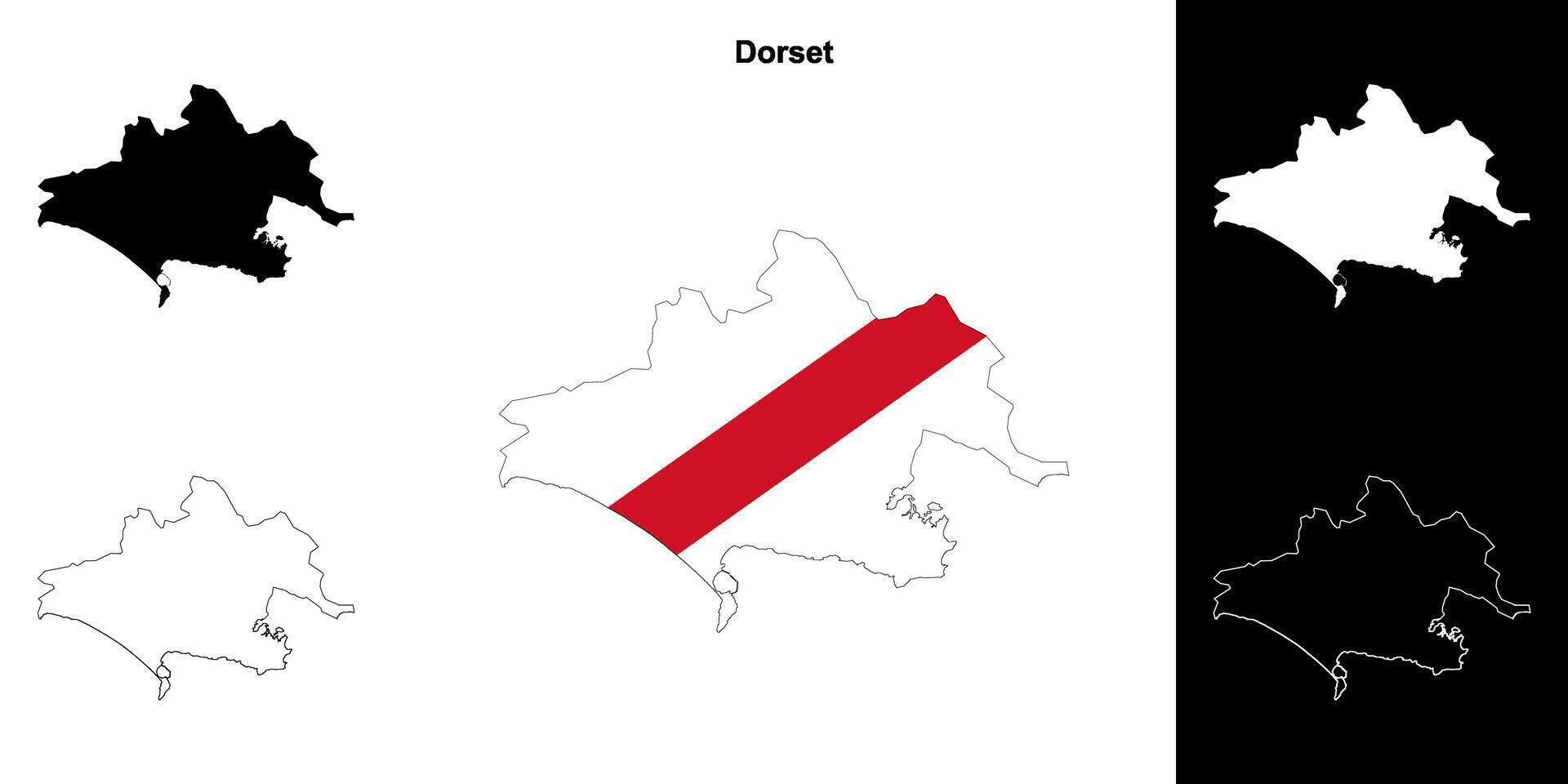 Dorset blank outline map set vector