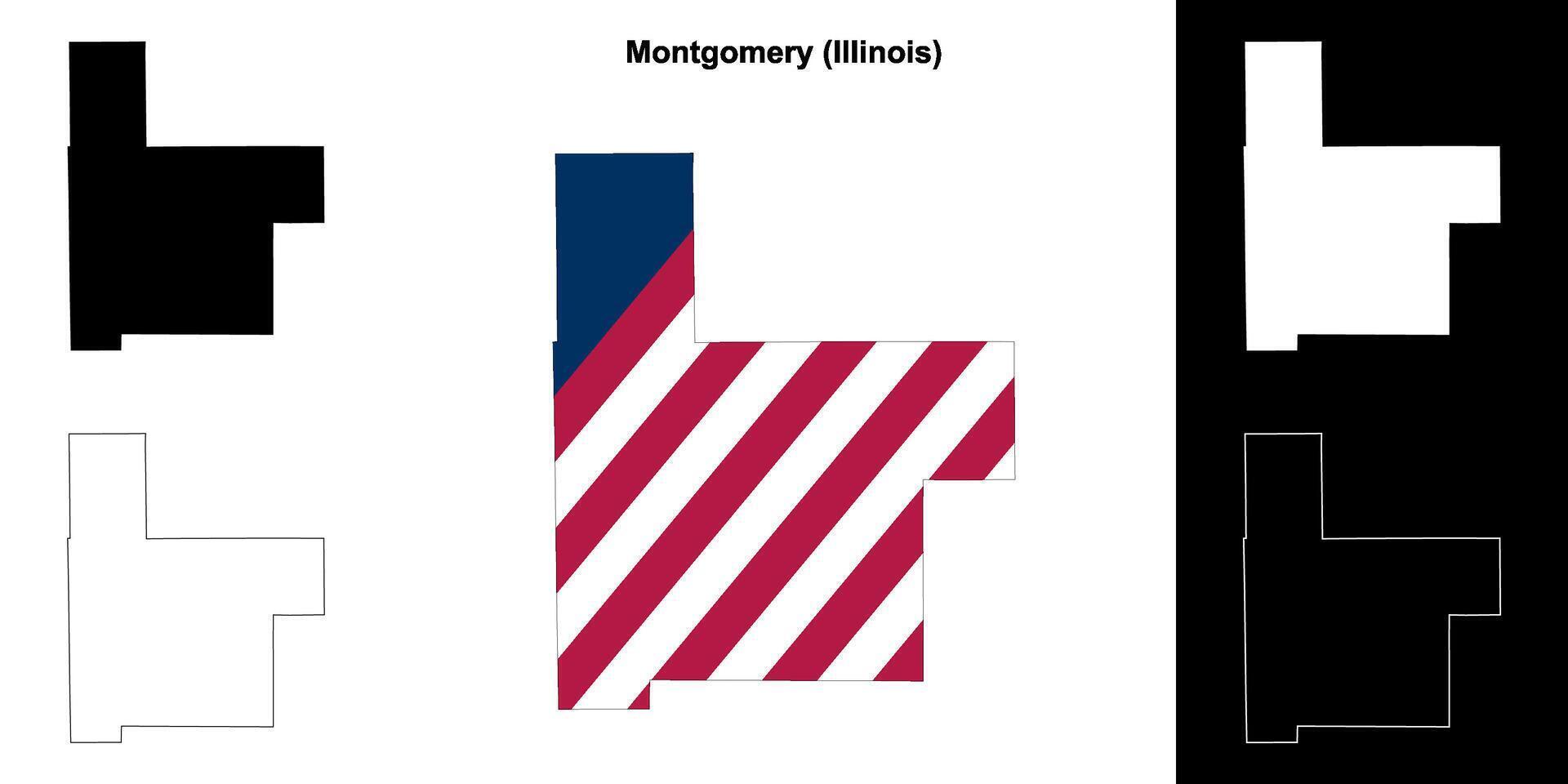 Montgomery County, Illinois outline map set vector