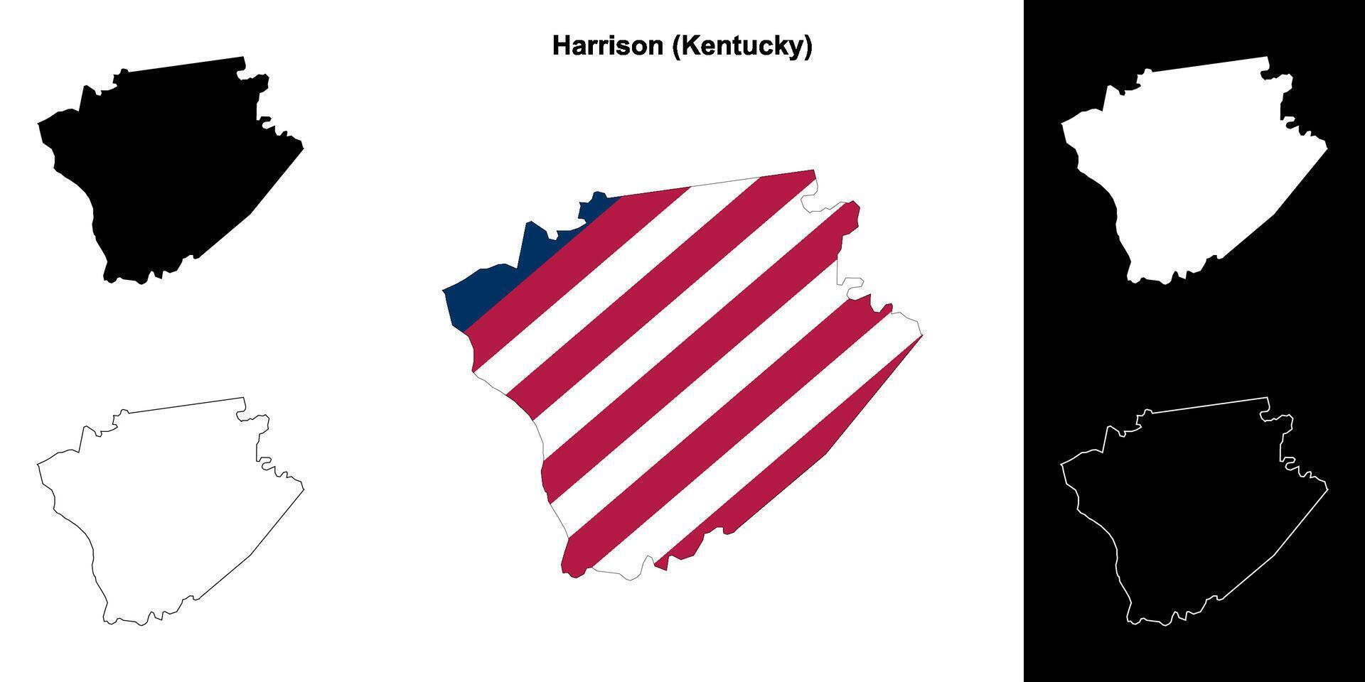Harrison County, Kentucky outline map set vector