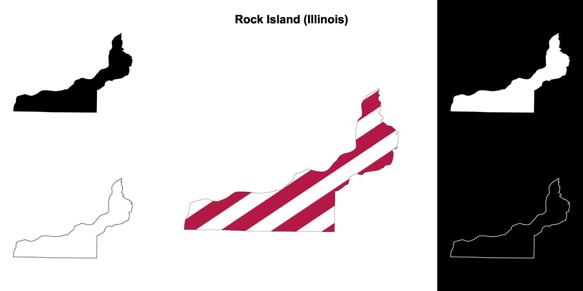 Rock Island County, Illinois outline map set 43105697 Vector Art at Vecteezy