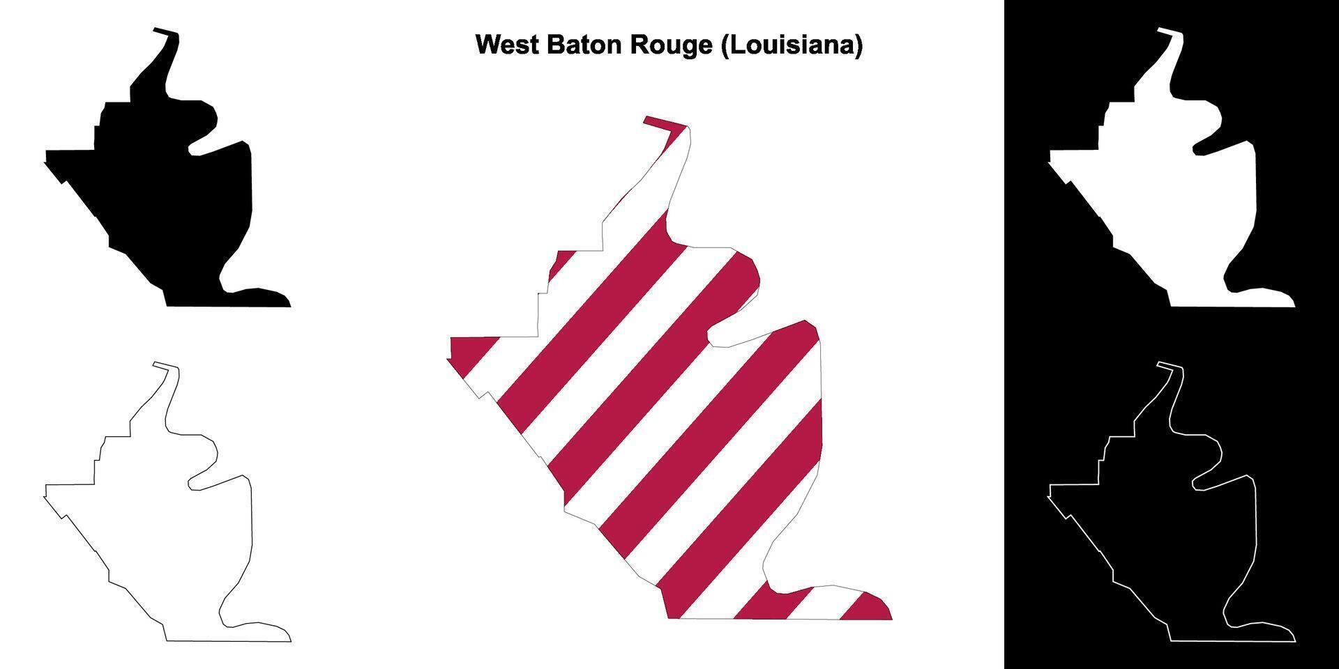 West Baton Rouge Parish, Louisiana outline map set vector