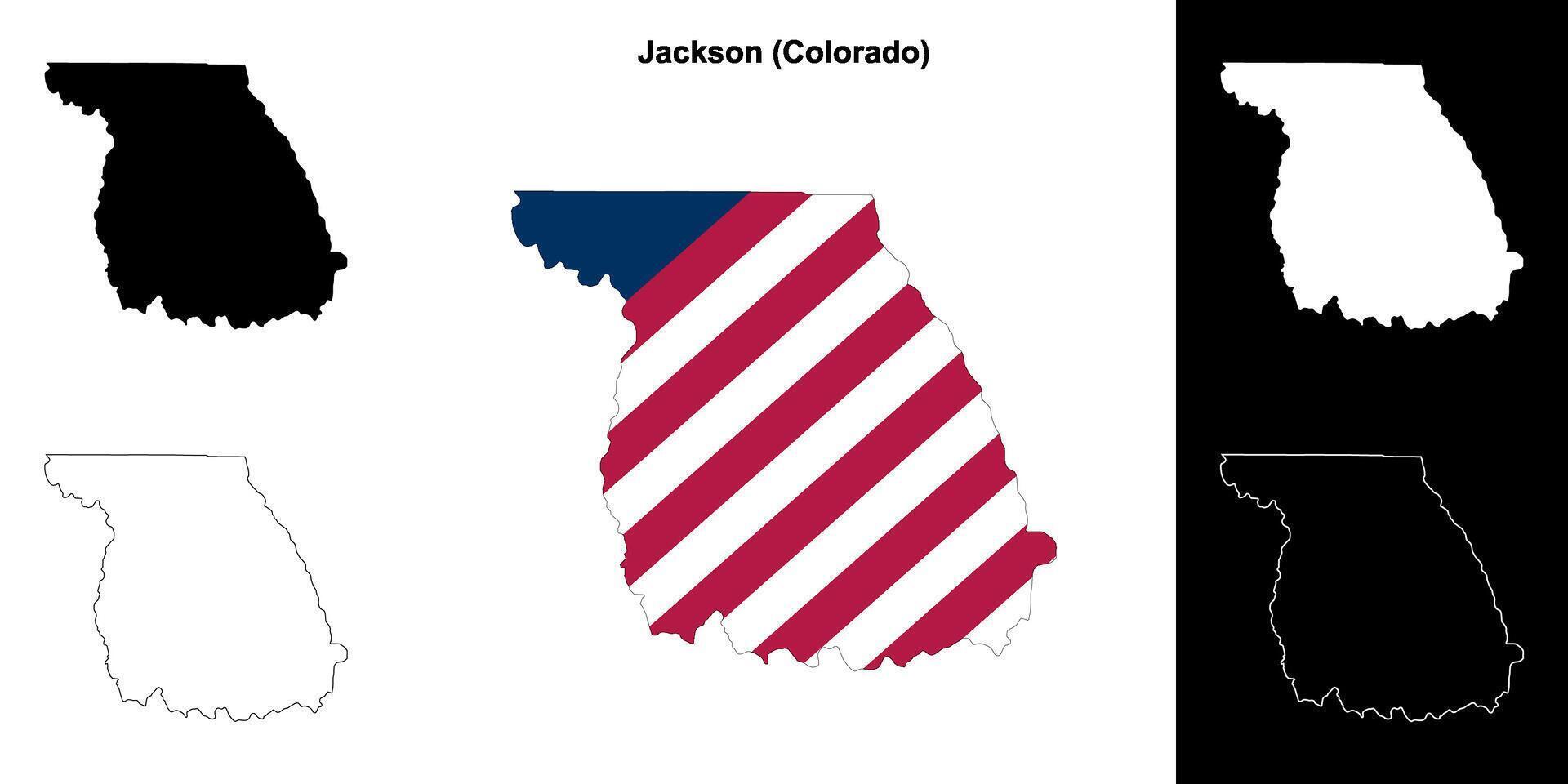 Jackson County, Colorado outline map set vector