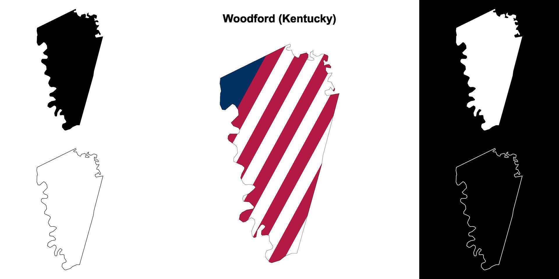 Woodford condado, Kentucky contorno mapa conjunto vector