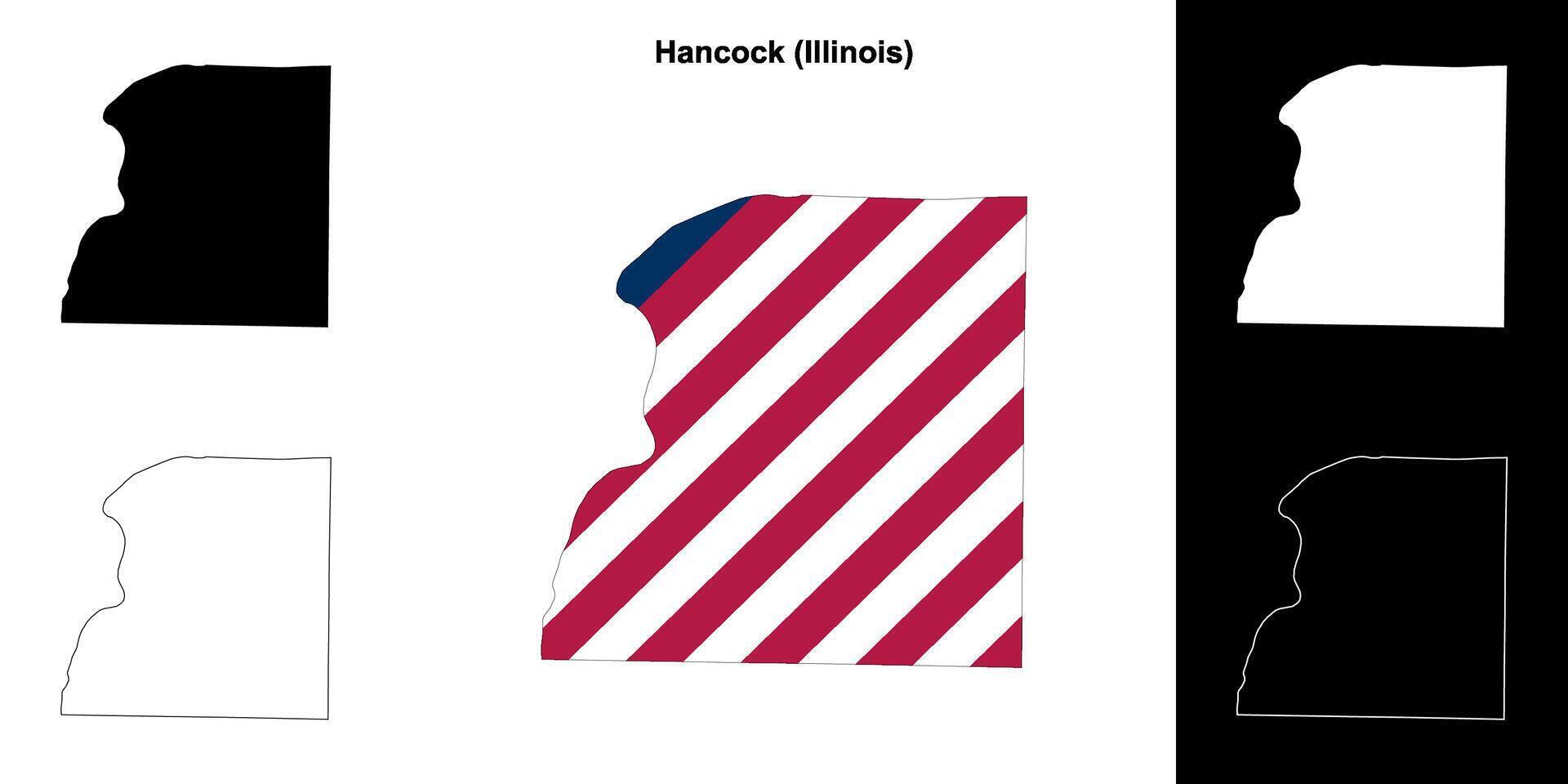 Hancock County, Illinois outline map set vector