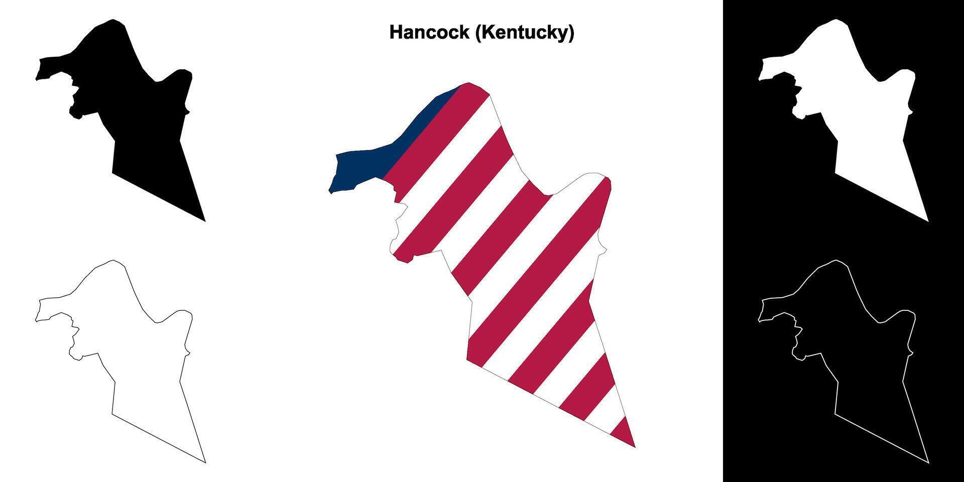 Hancock County, Kentucky outline map set vector