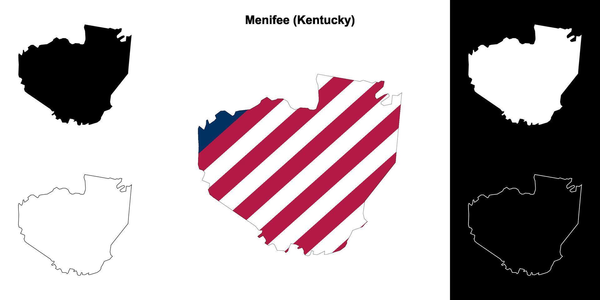 Menifee County, Kentucky outline map set vector