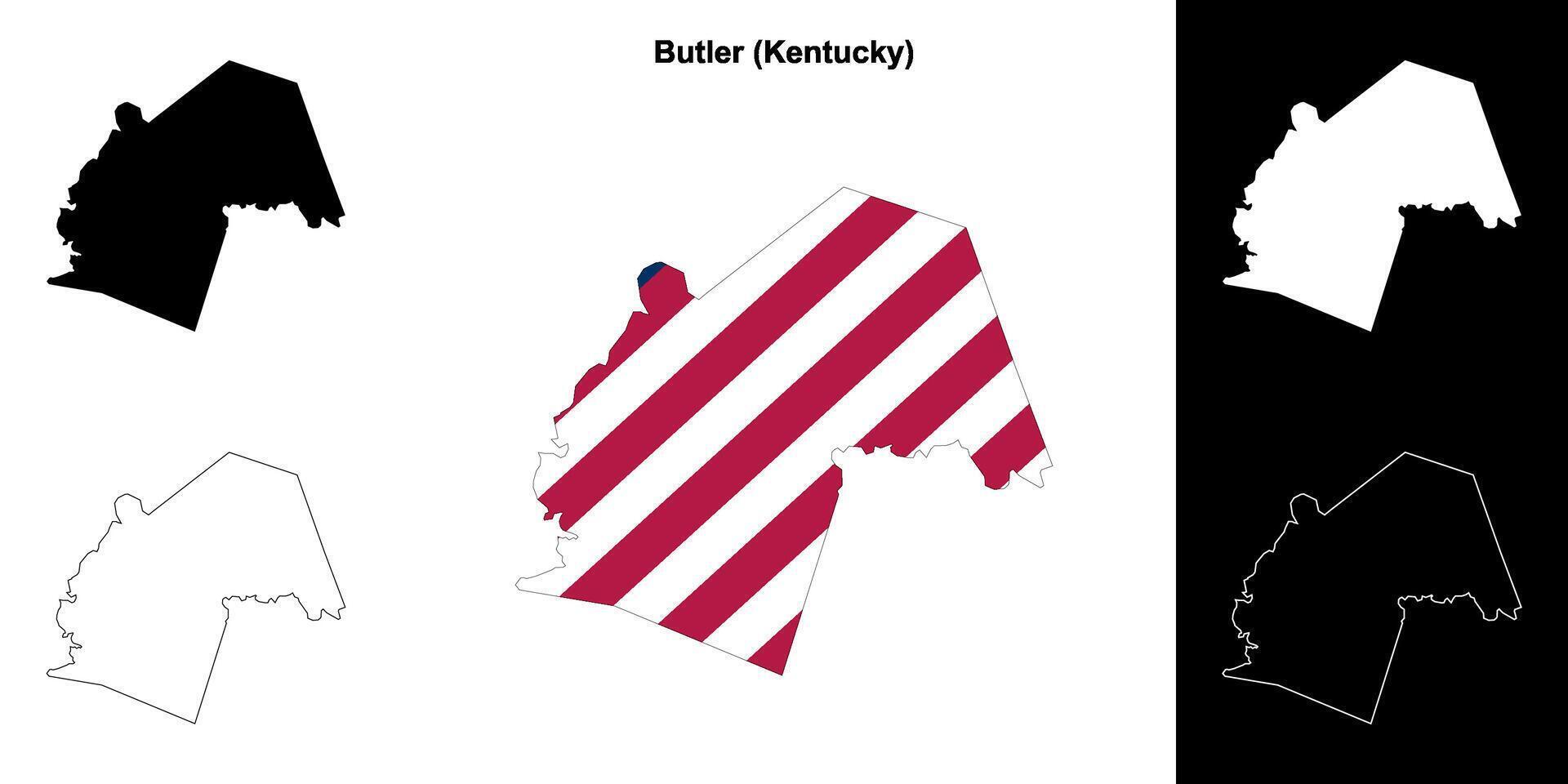 Butler County, Kentucky outline map set vector