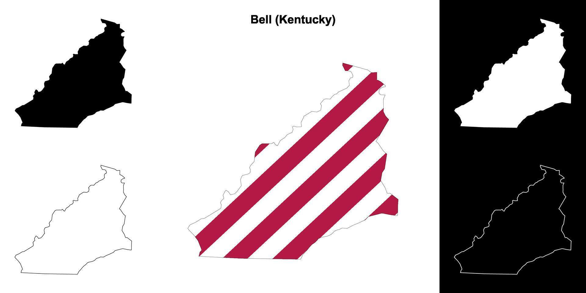 Bell County, Kentucky outline map set vector