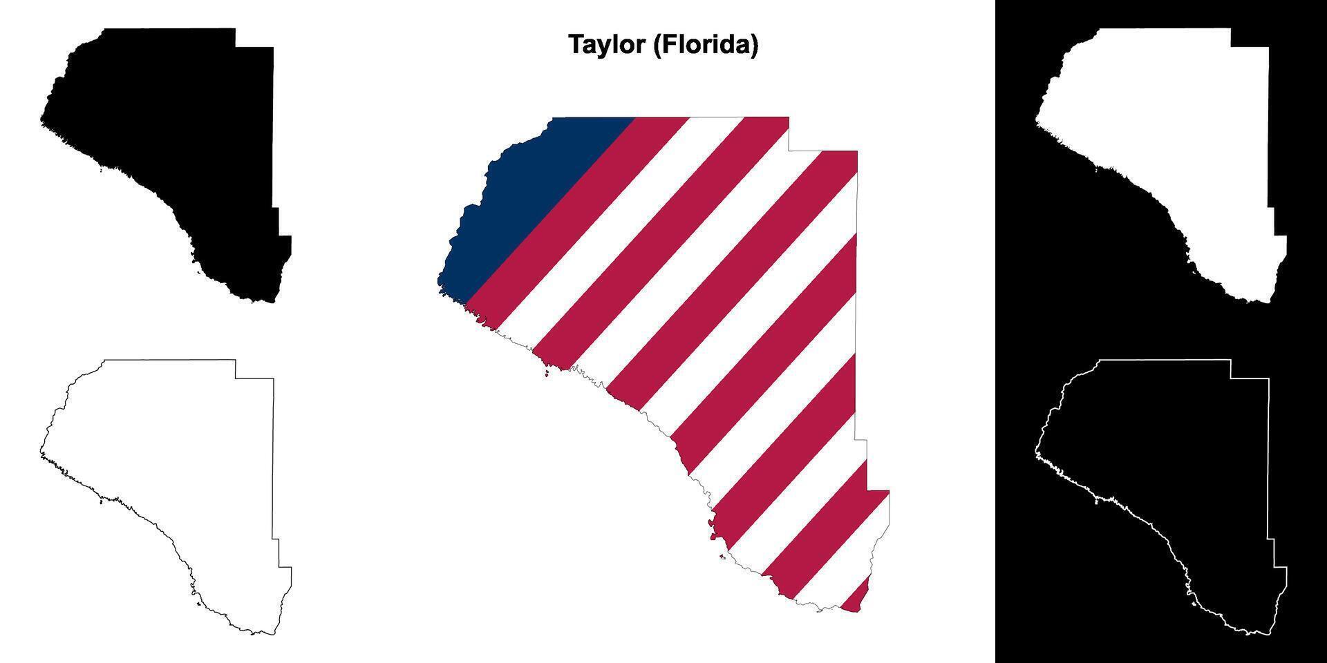 Taylor County, Florida outline map set vector