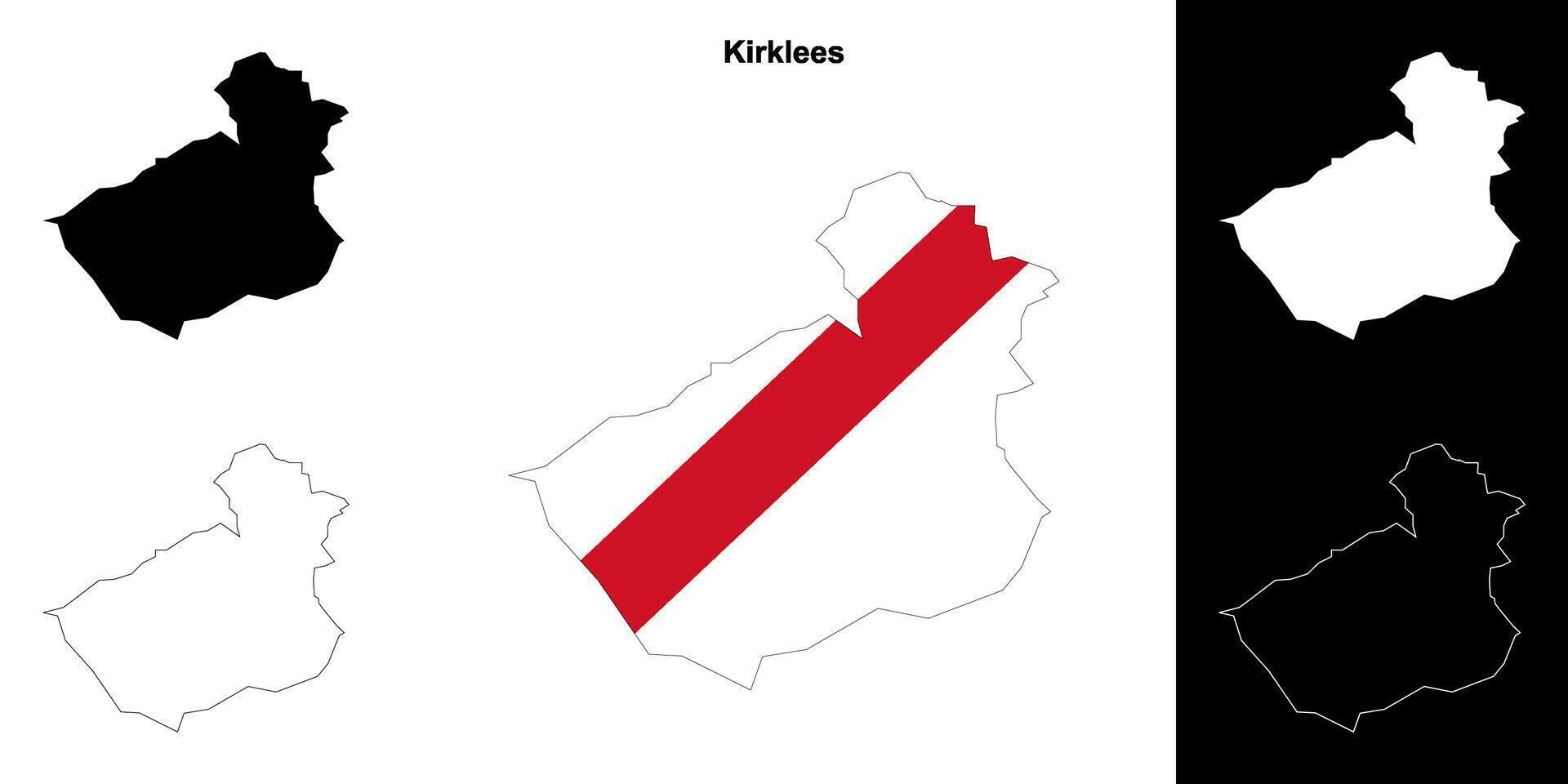 Kirklees blank outline map set vector
