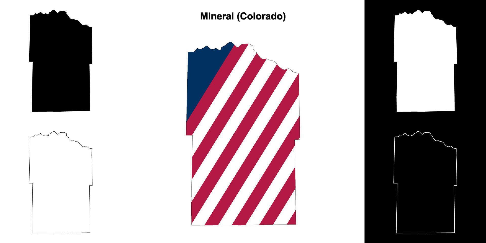 Mineral County, Colorado outline map set vector