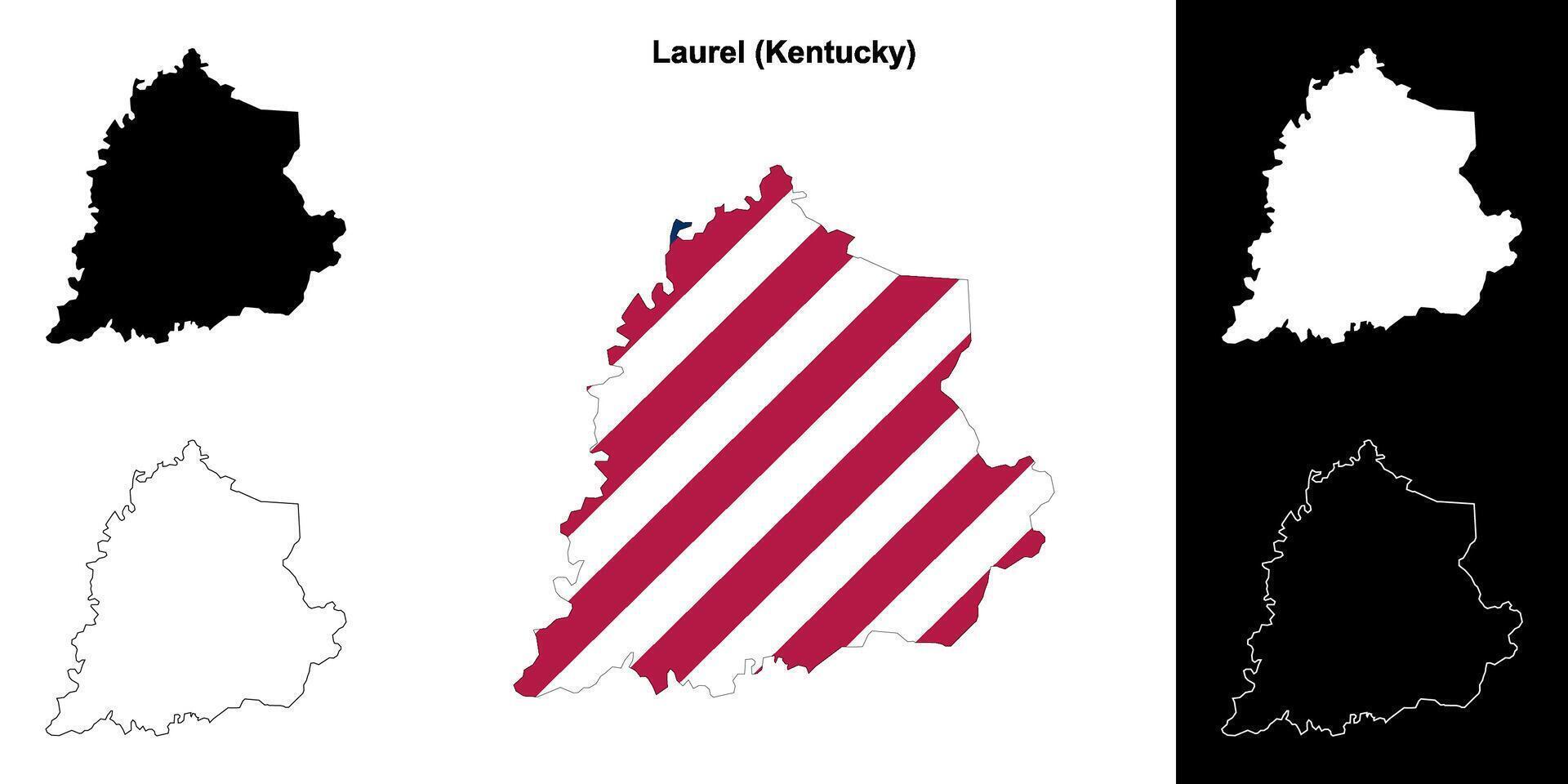 Laurel County, Kentucky outline map set vector