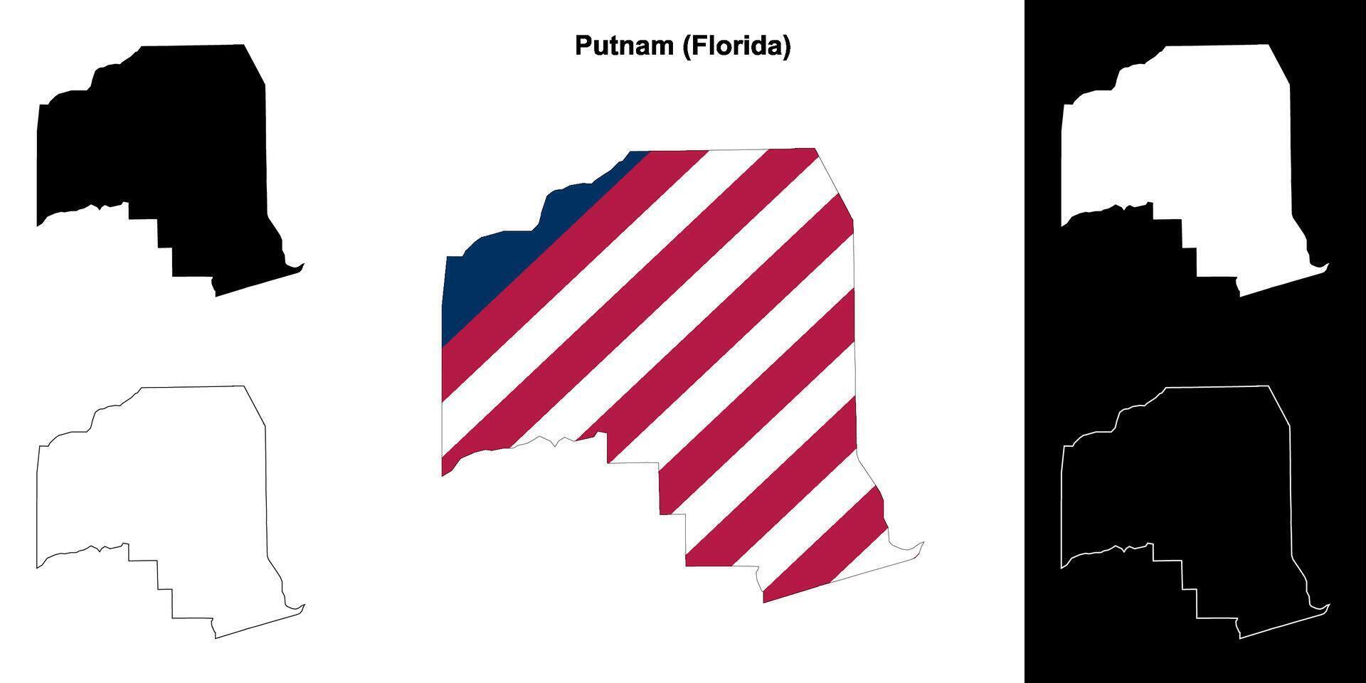 Putnam County, Florida outline map set vector