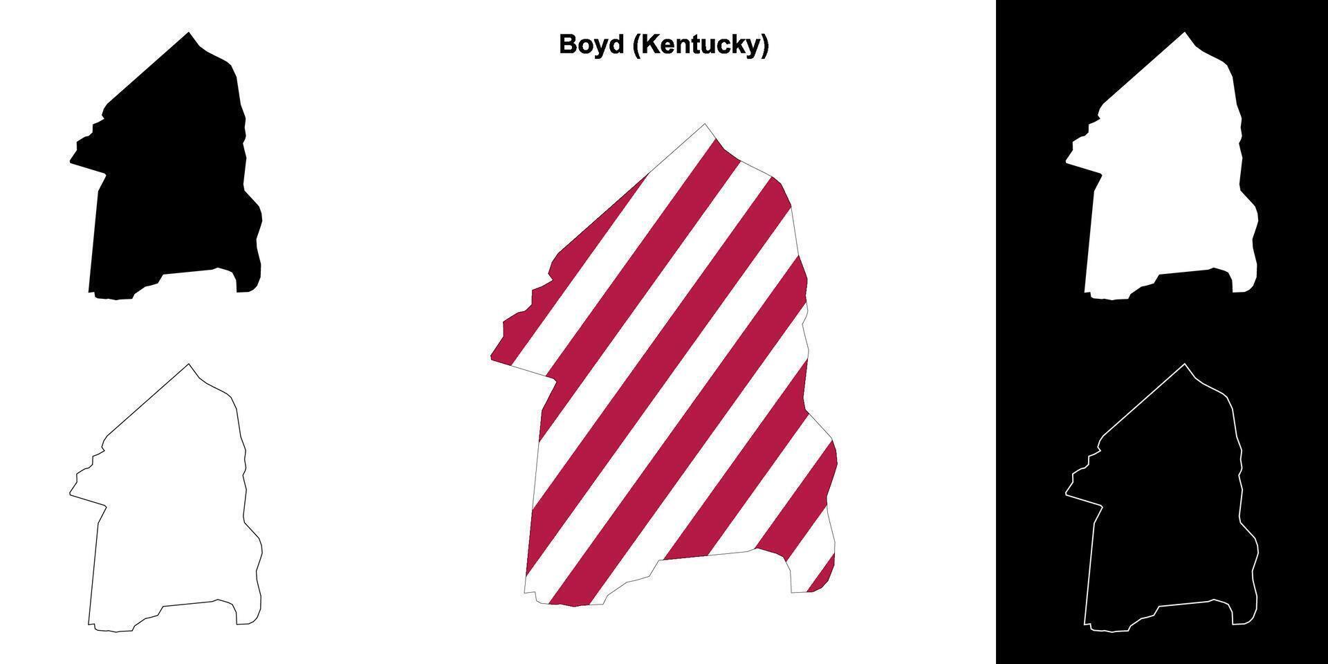 Boyd County, Kentucky outline map set vector