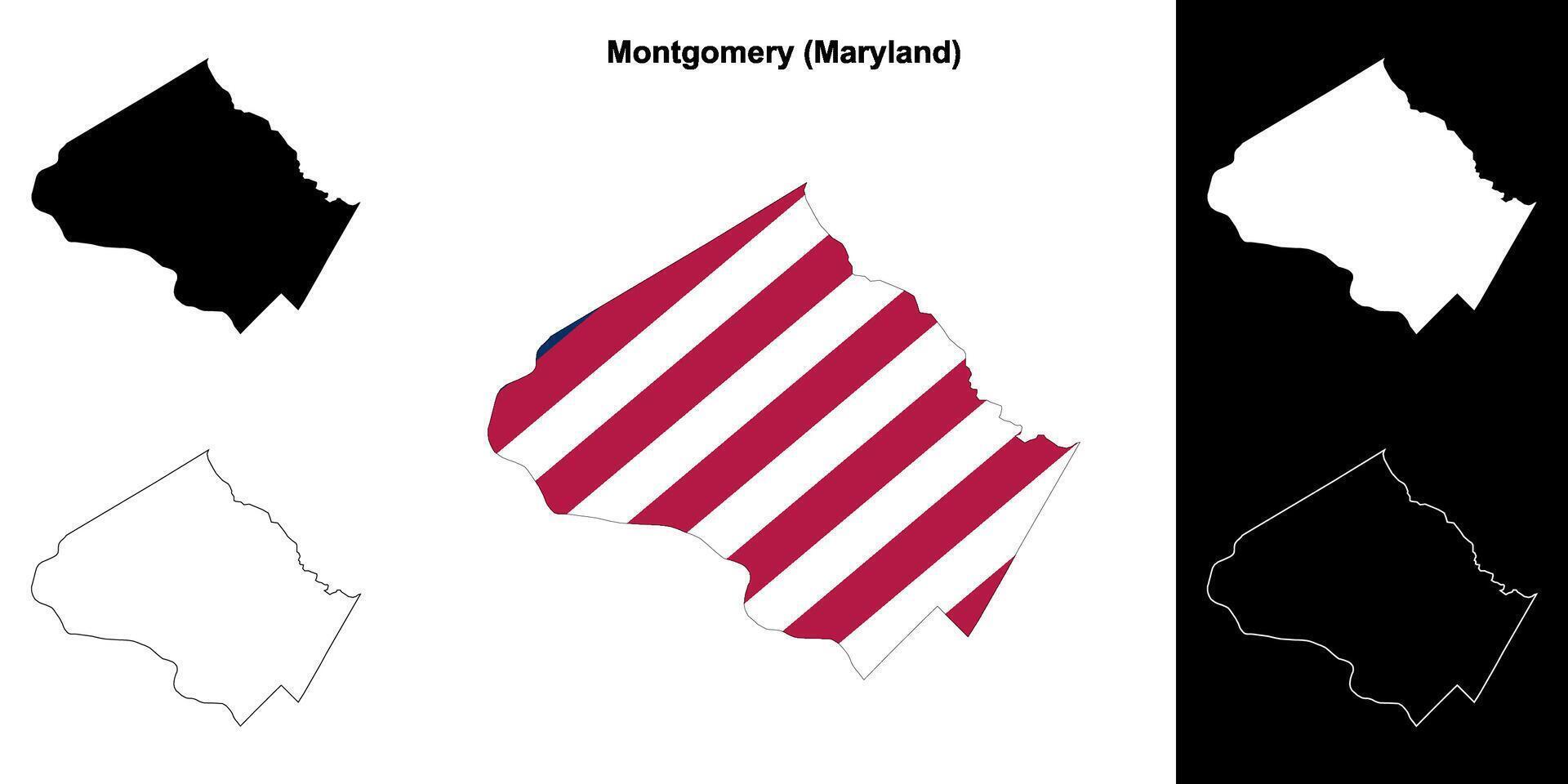 Montgomery County, Maryland outline map set vector